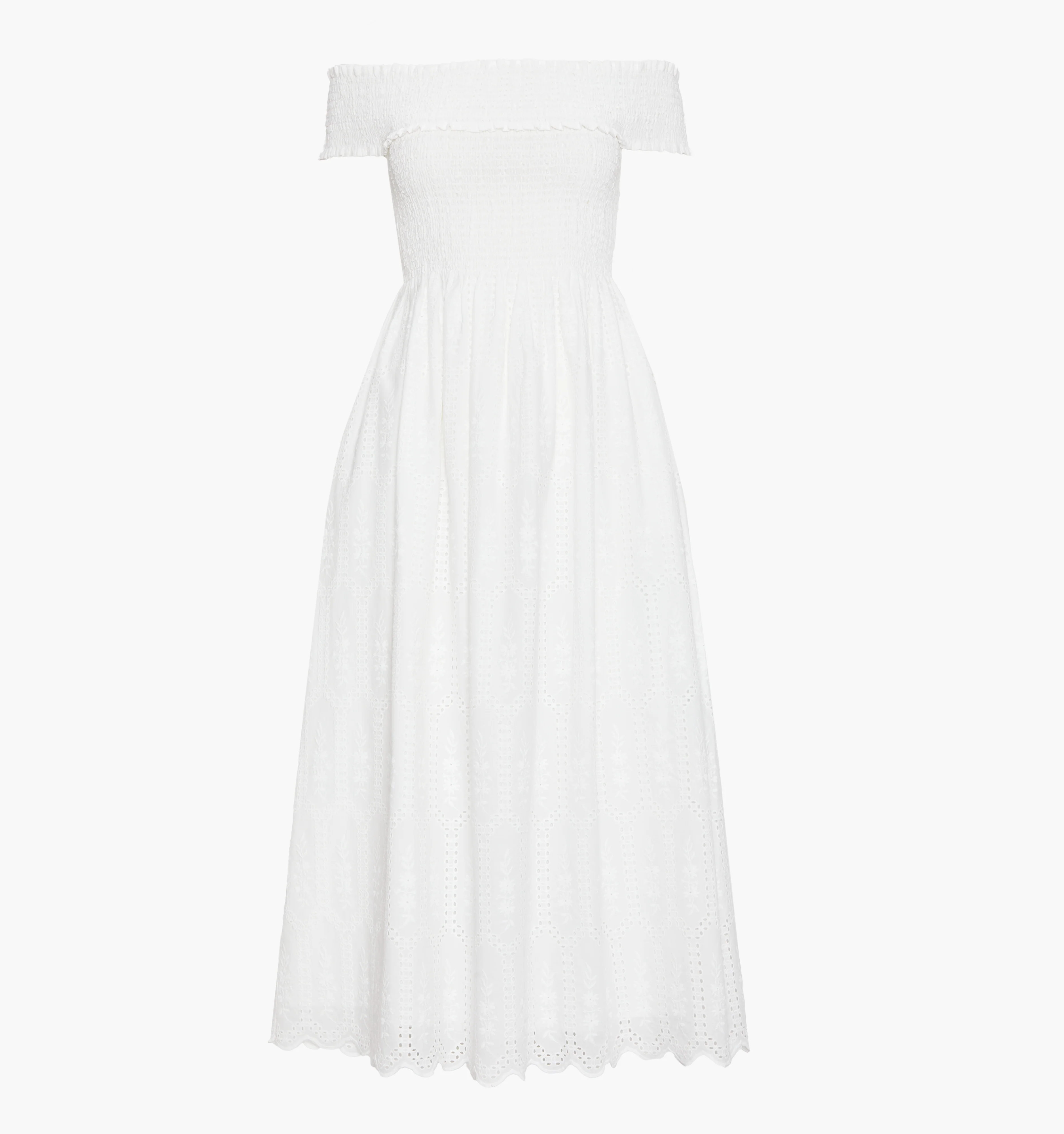 The Marguerite Nap Dress - White Trellis Broderie