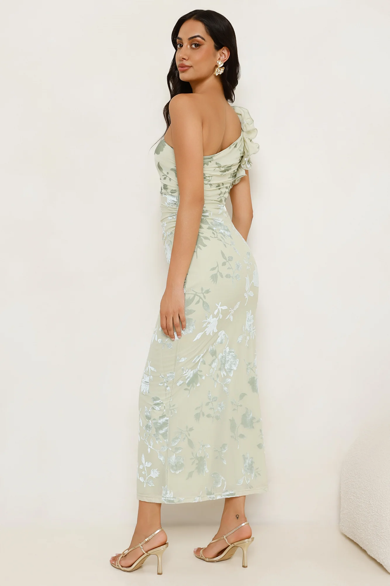 Real Life Doll One Shoulder Maxi Dress Sage