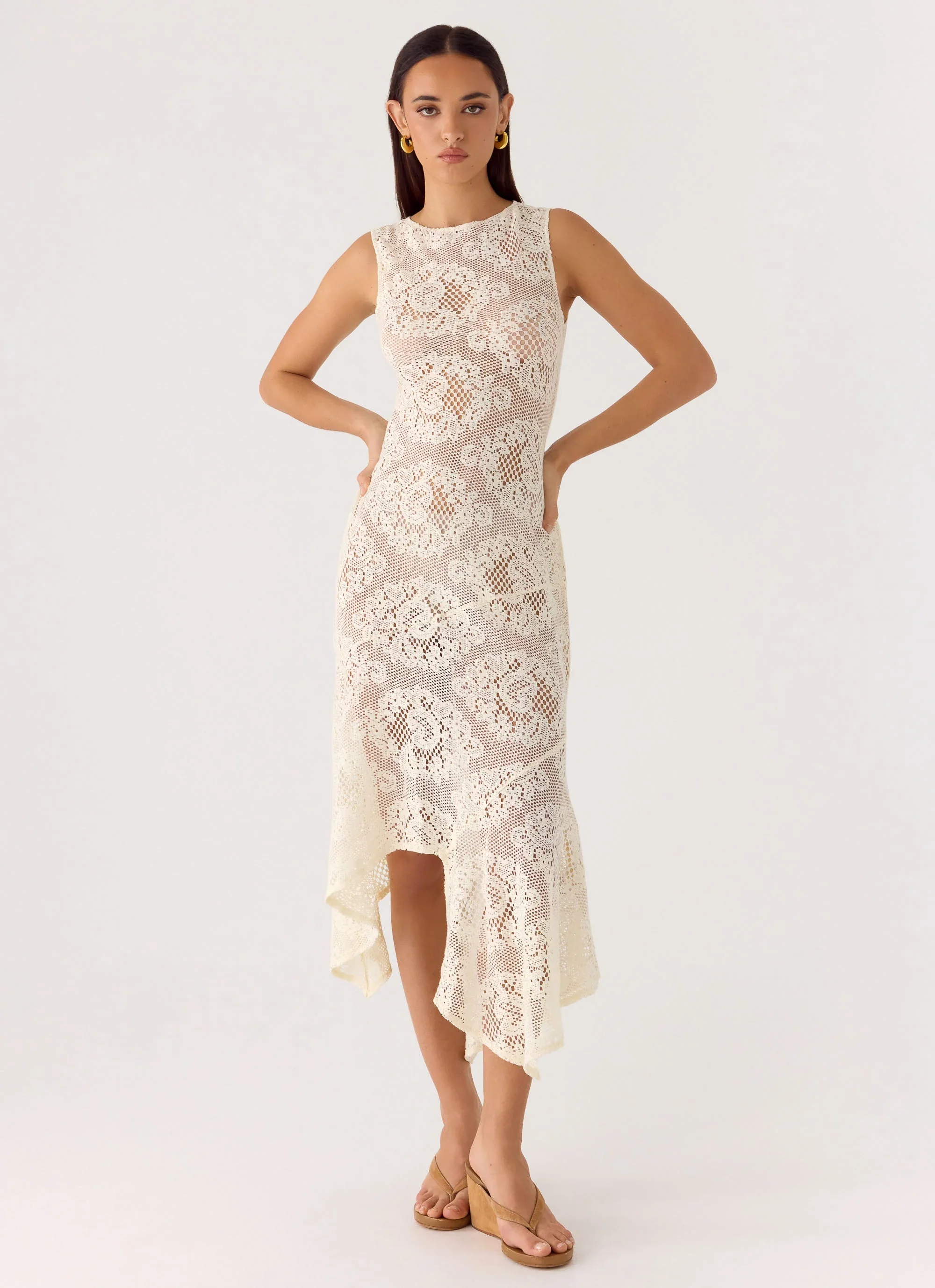 Janayia Midi Dress - Ivory