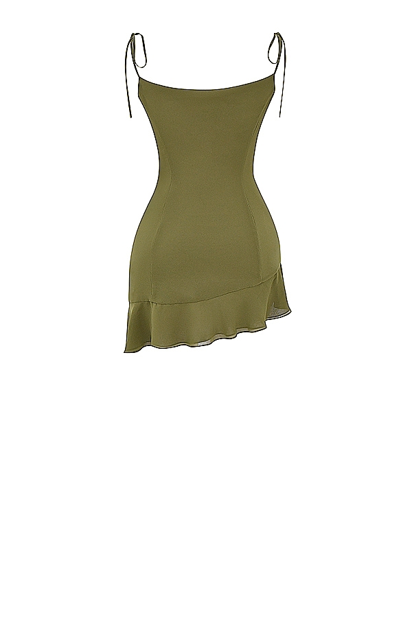 Olive Ruffle Mini Dress