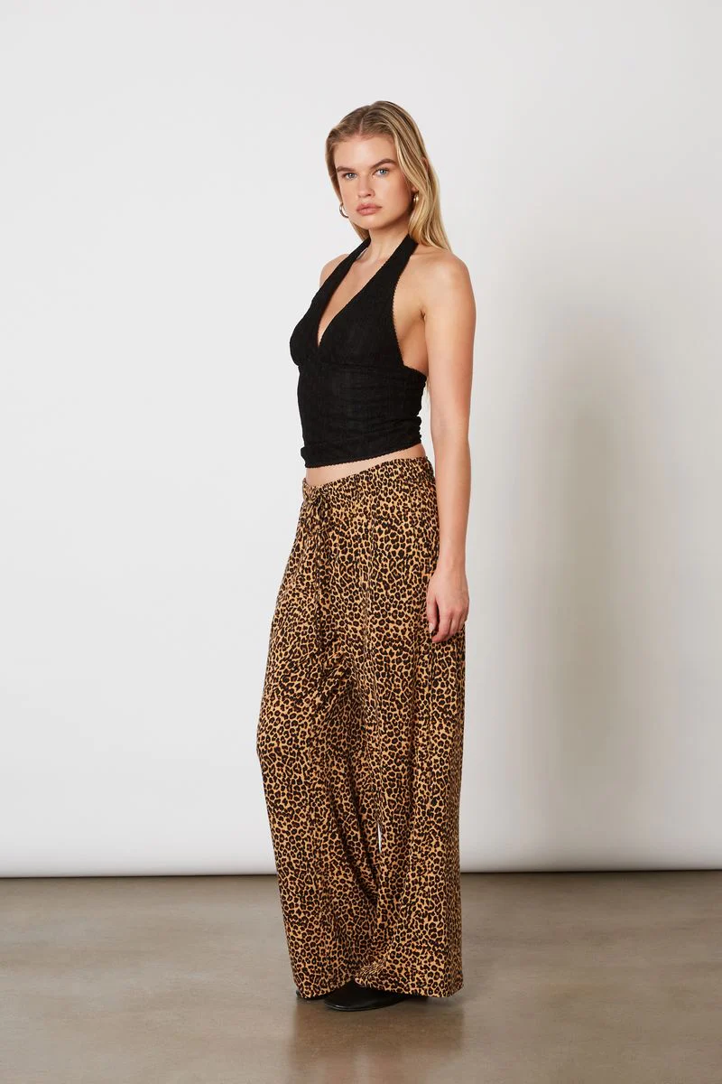 Mid-Rise Knit Leopard Pant