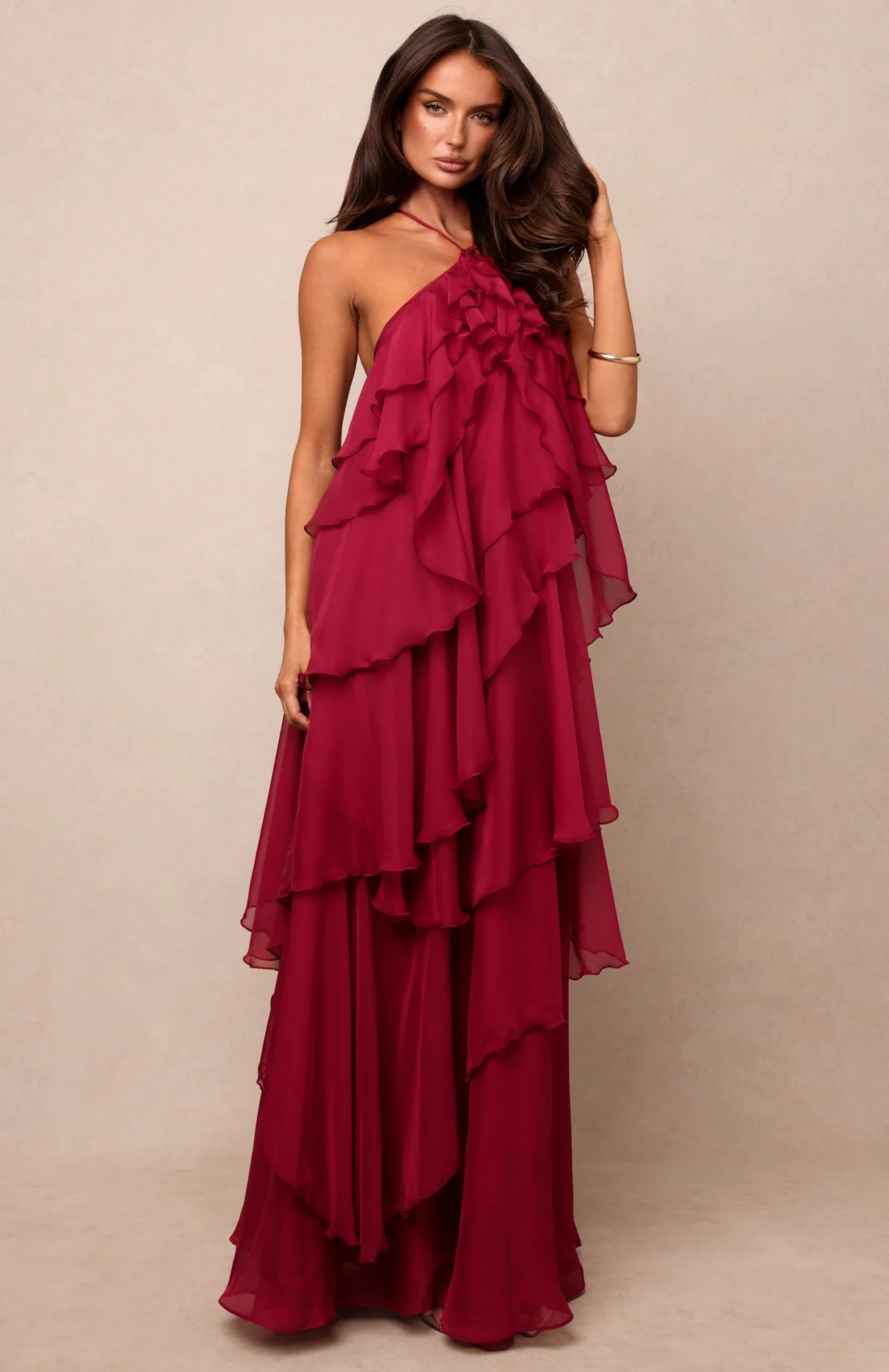 Golden Waves Maxi Dress Fuchsia - FASHION NOB