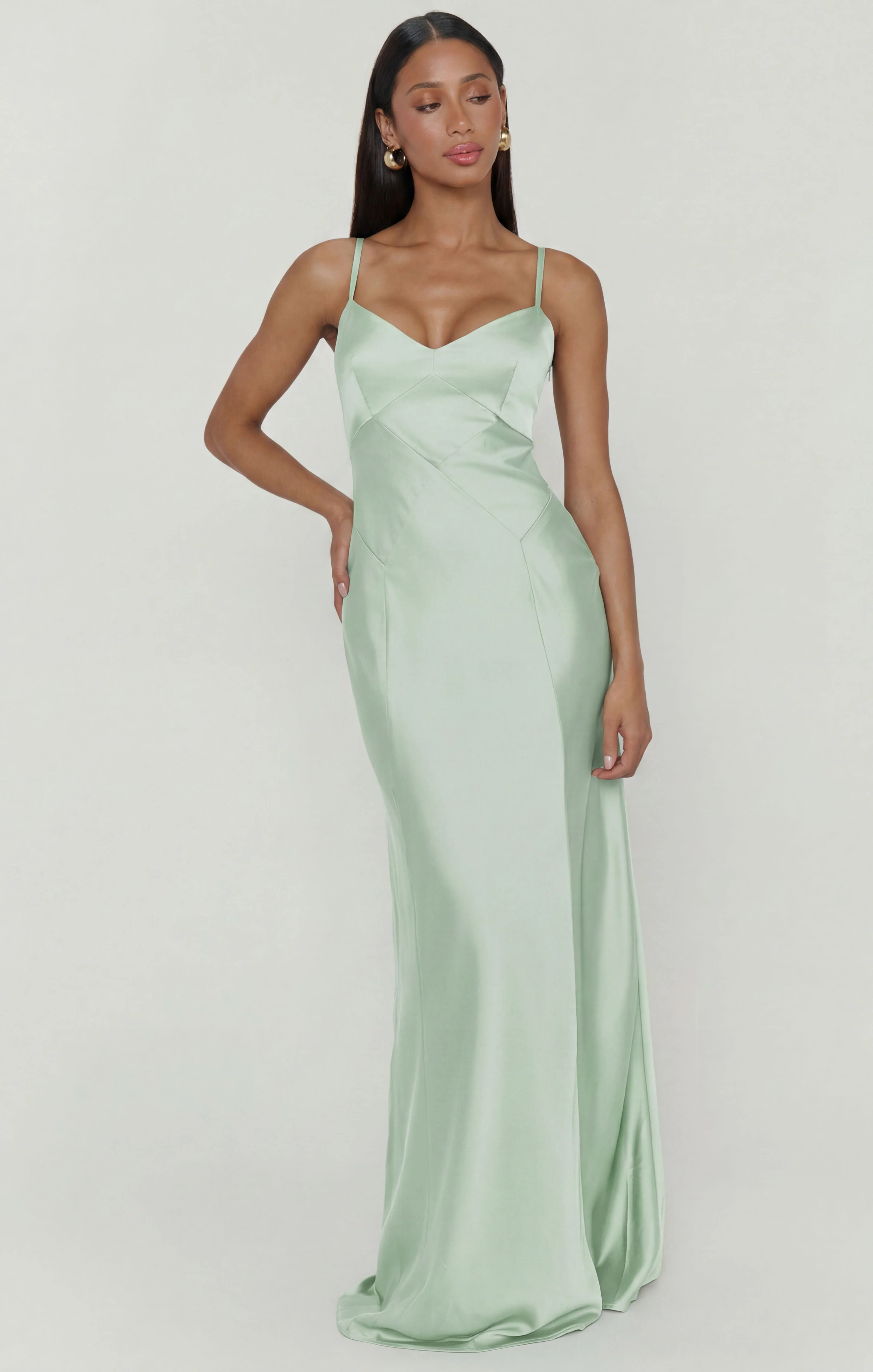 Logan Dress ~ Pistachio Luxe Satin