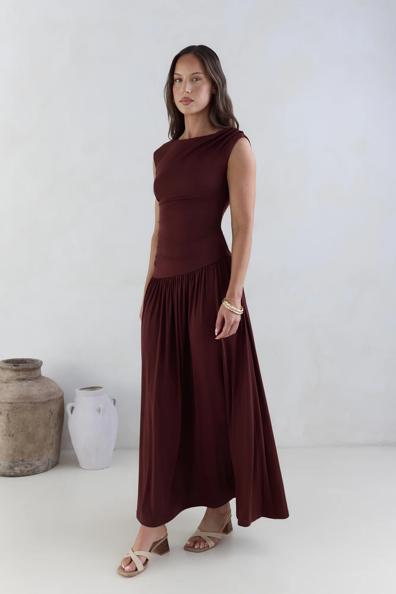 Soluna Maxi Dress Brown - luluinthesky