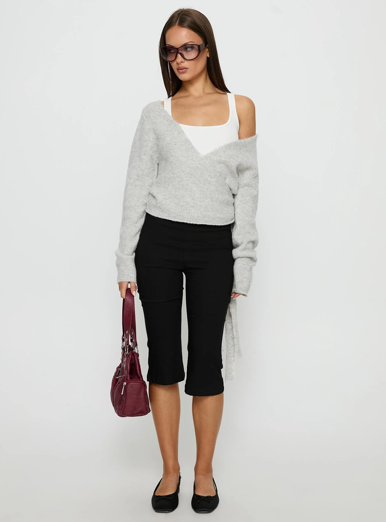 Tonee Wrap Knit Cardigan Grey