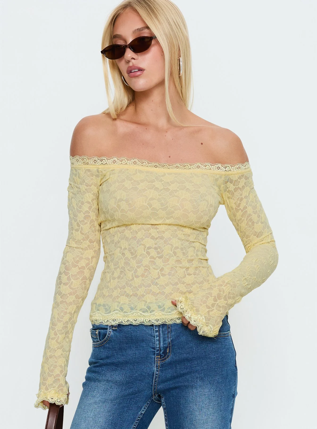 Mochapella Off The Shoulder Top Lemon