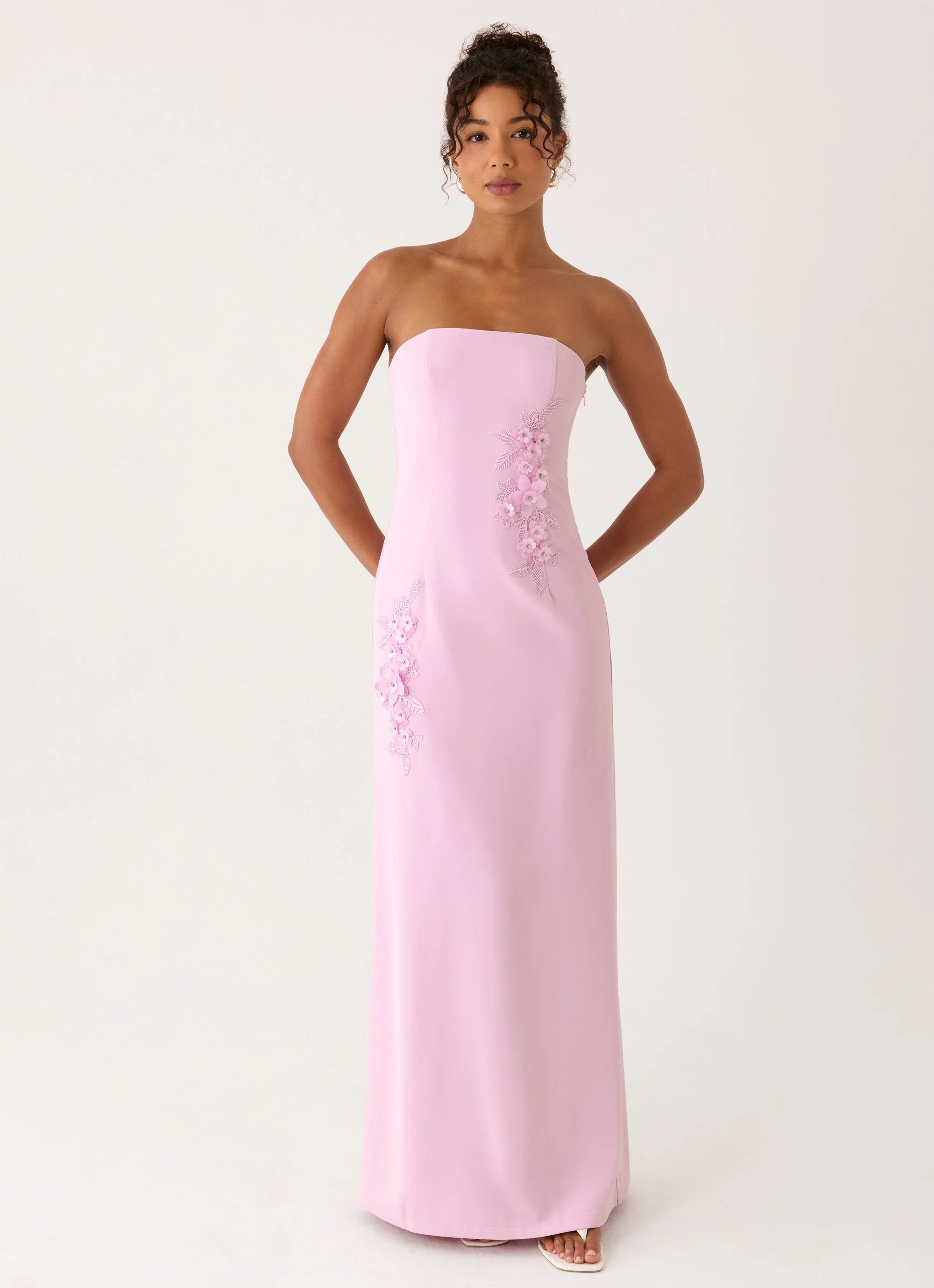 Monelise Strapless Maxi Dress - Pink - luluinthesky