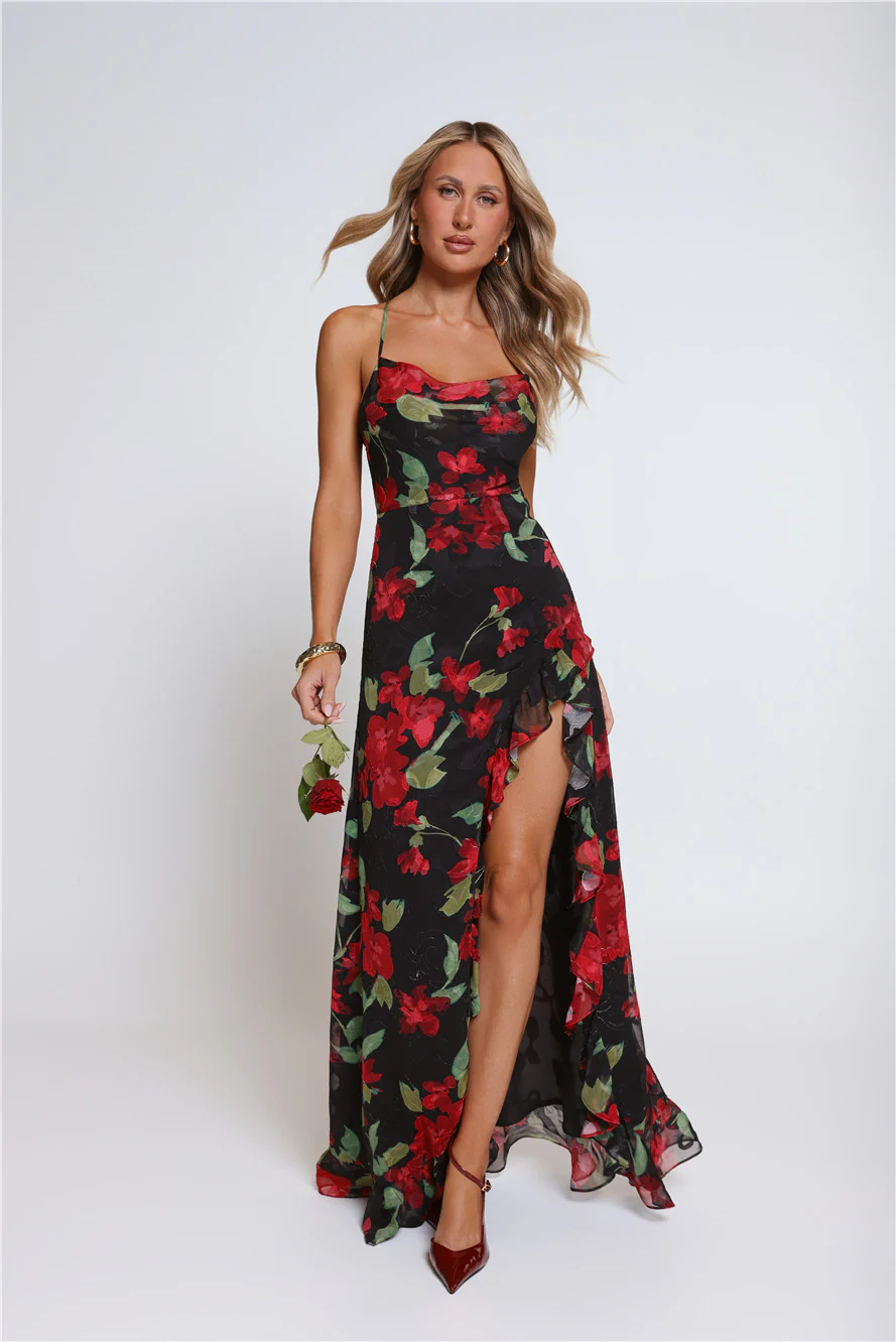 Riviera Sunset Maxi Dress Black