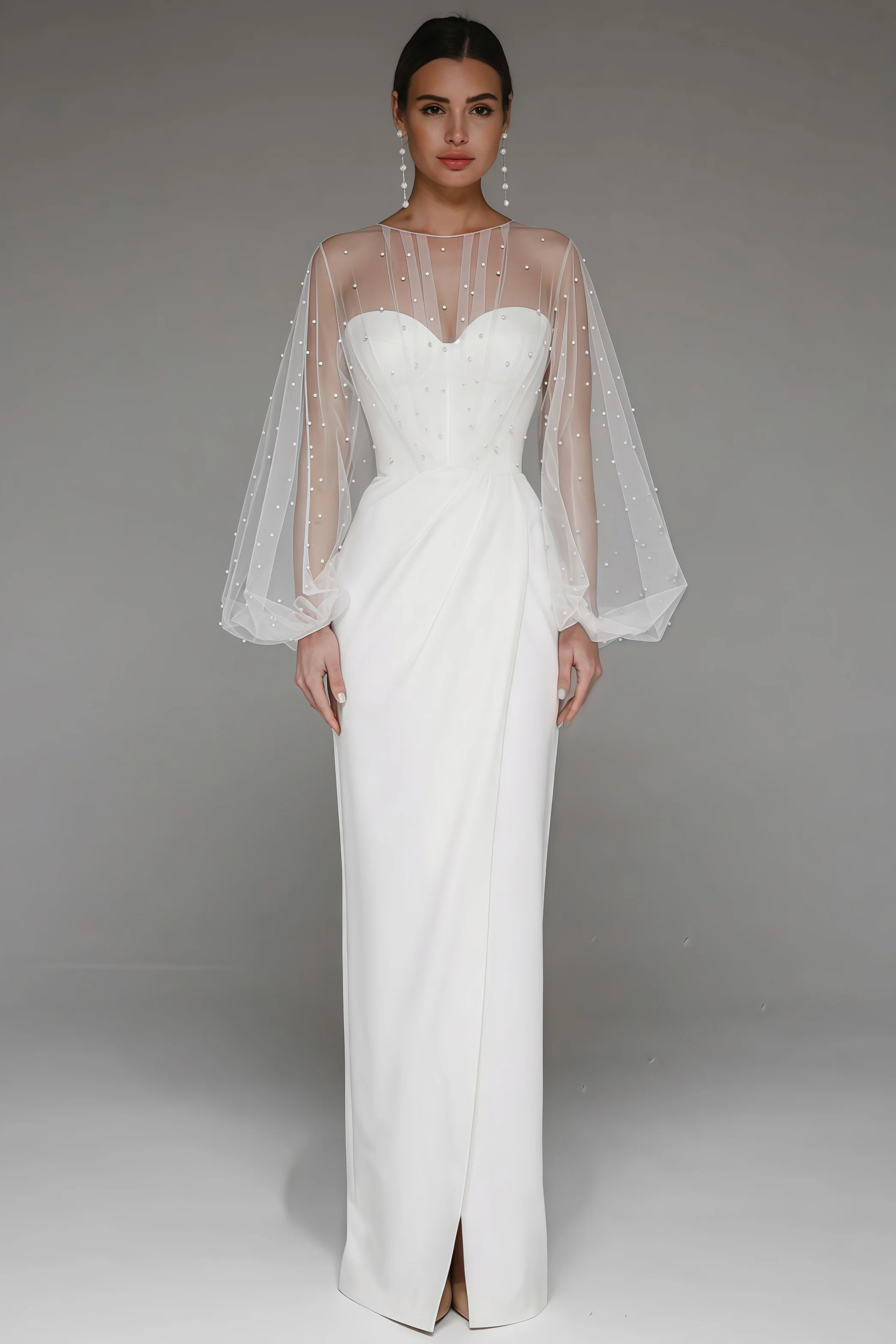 Kalia Sheath Pearl Maxi Dress-White