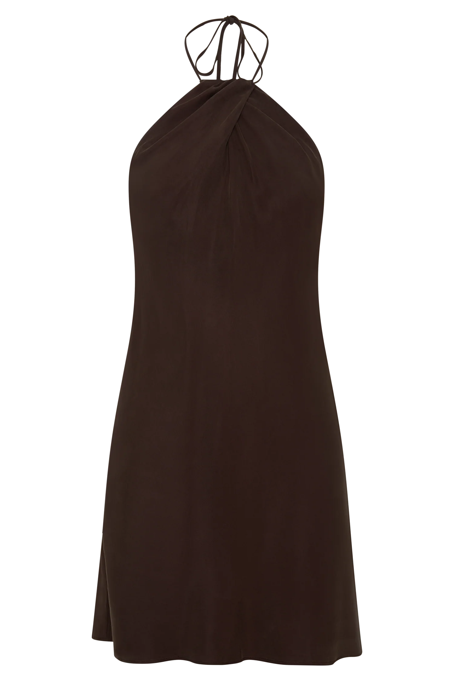 Maggie Cupro Halter Mini Dress - Dark Chocolate
