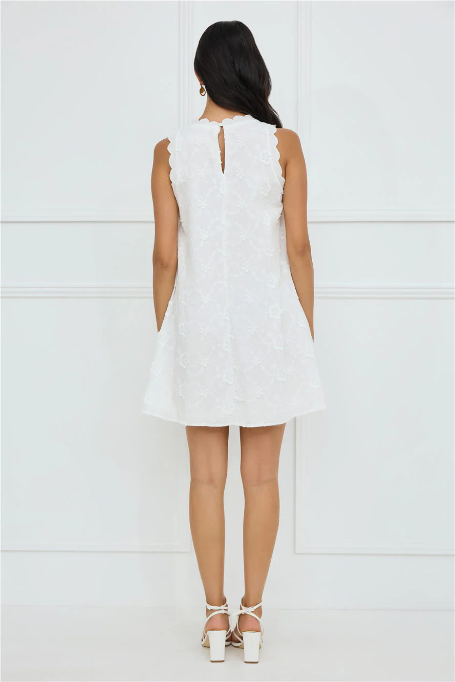 Seashell Chic Embroidered Mini Dress White - luluinthesky