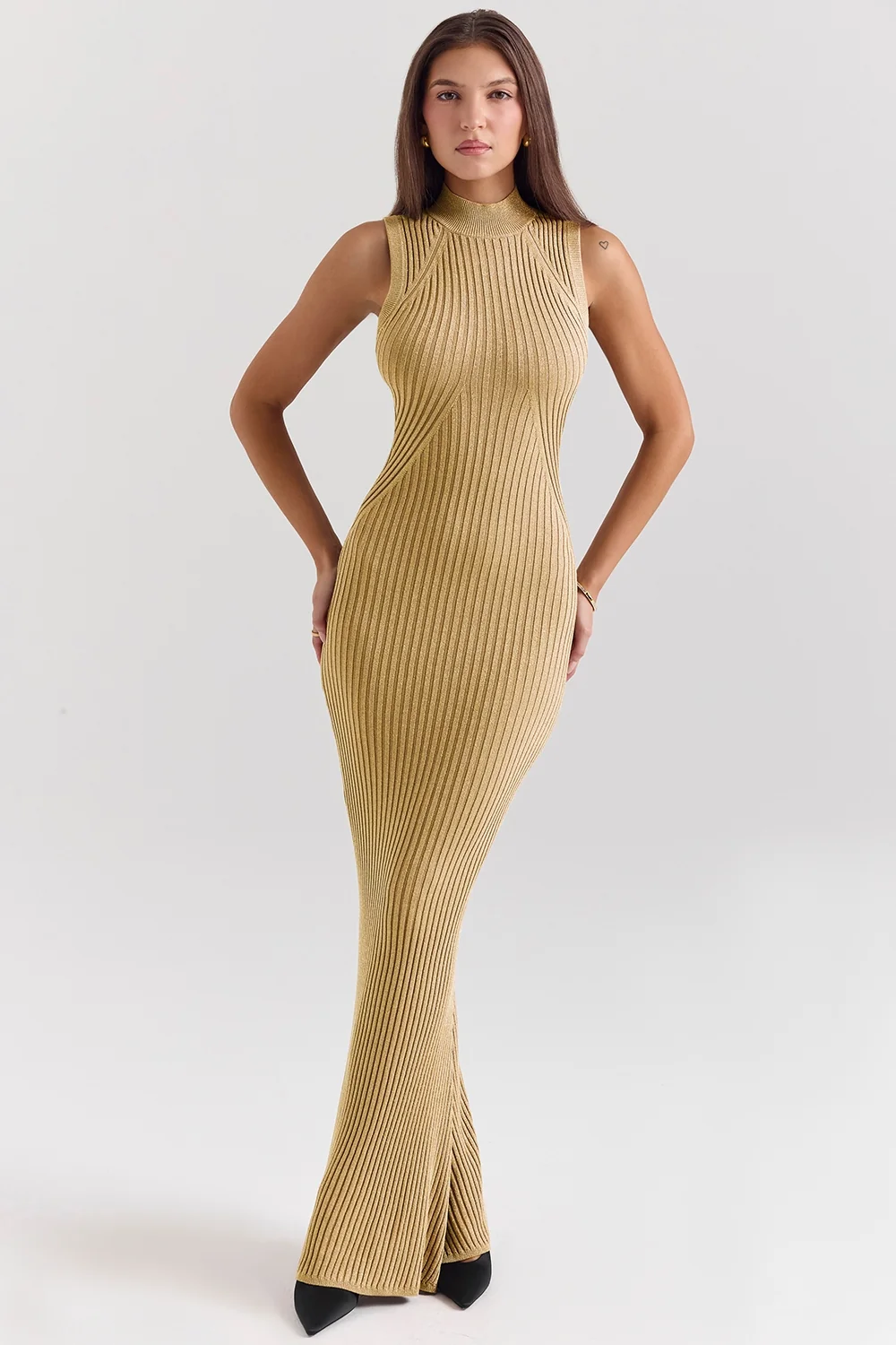 Gold Metallic Maxi Dress