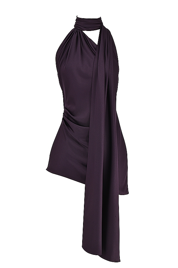 Night Shade Asymmetric Wrap Neck Dress