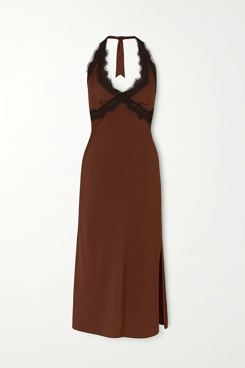 Vanessa Espresso Satin Midi Dress