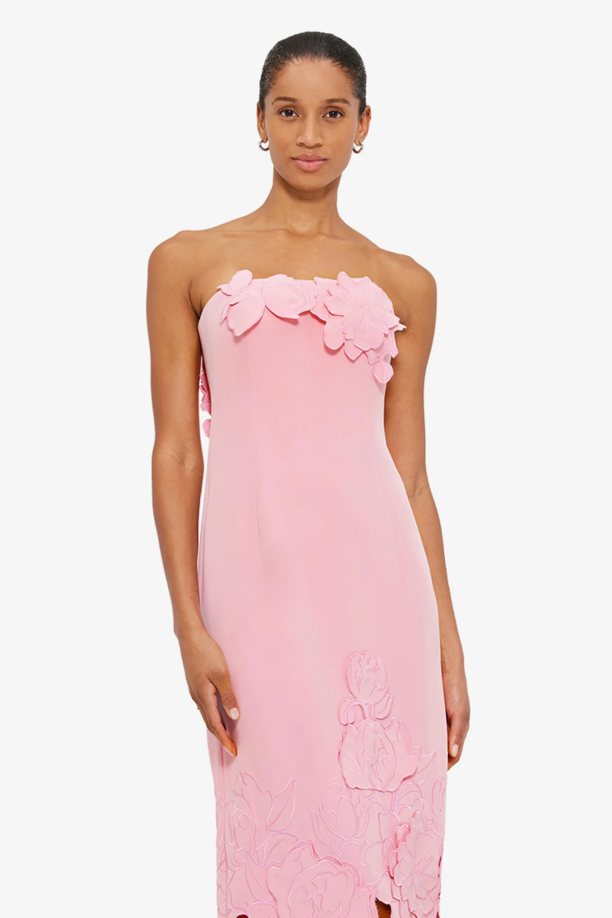 Rayna Appliqué Bustier Maxi Dress - Flamingo
