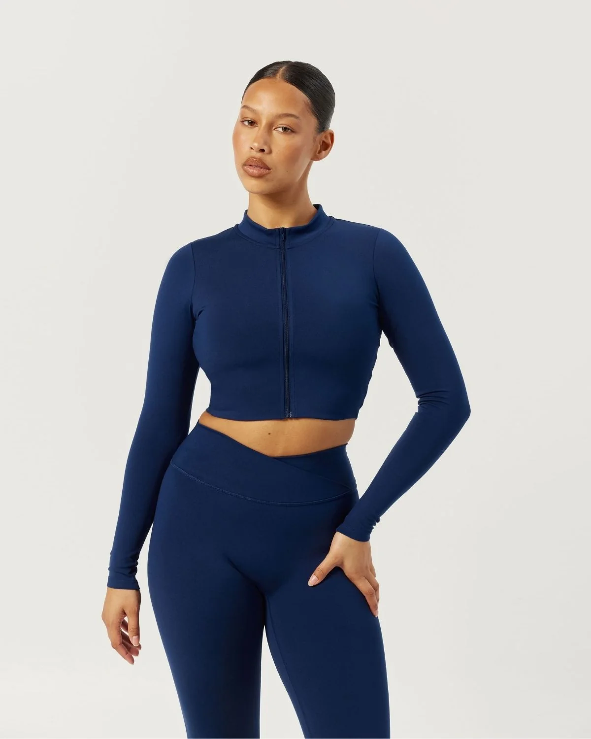 Serenity Cropped Zip Jacket | Navy