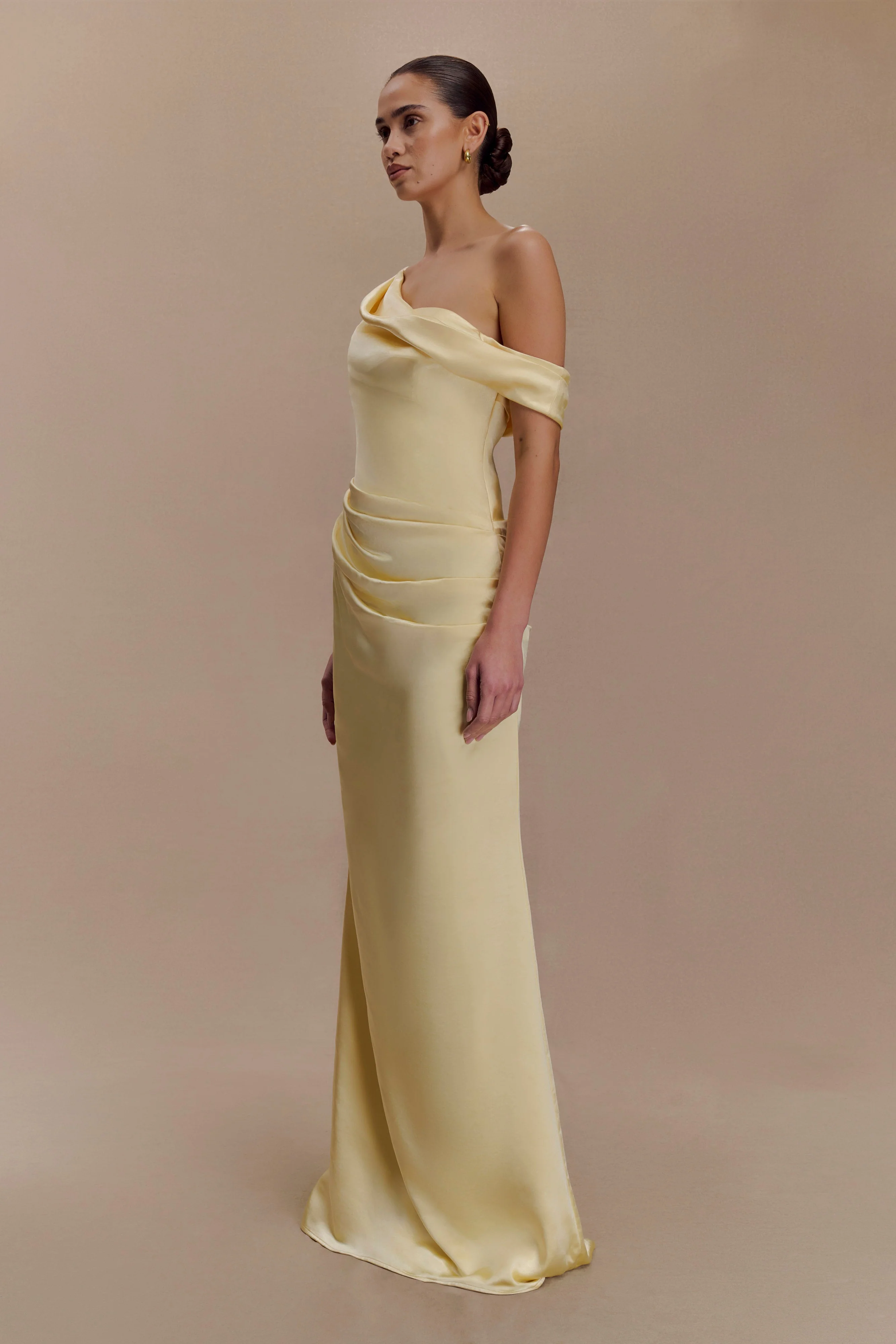 Dalia-Off-Shoulder-Satin-Maxi-Dress-Lemon