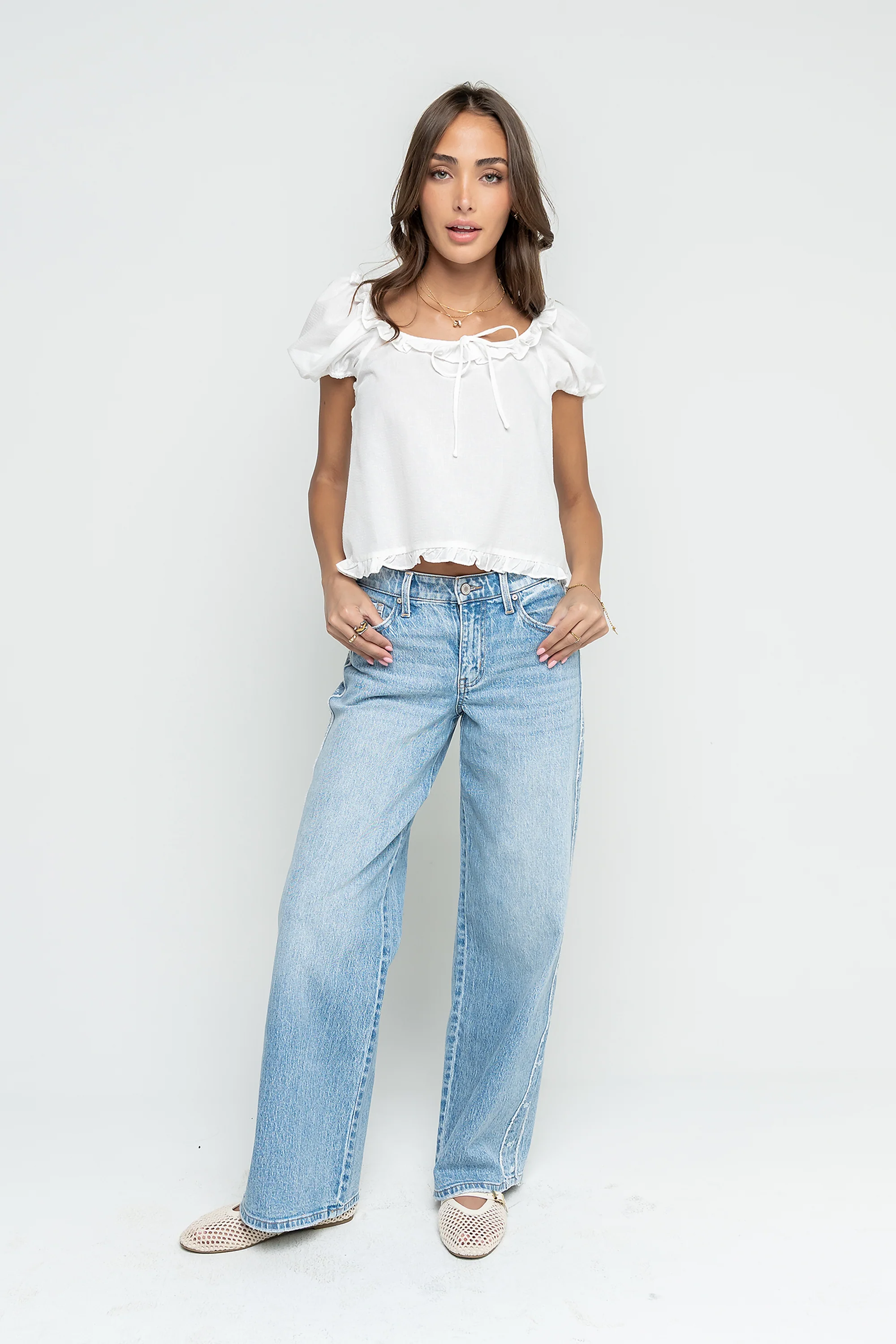 Gracey Ruffle Blouse in White