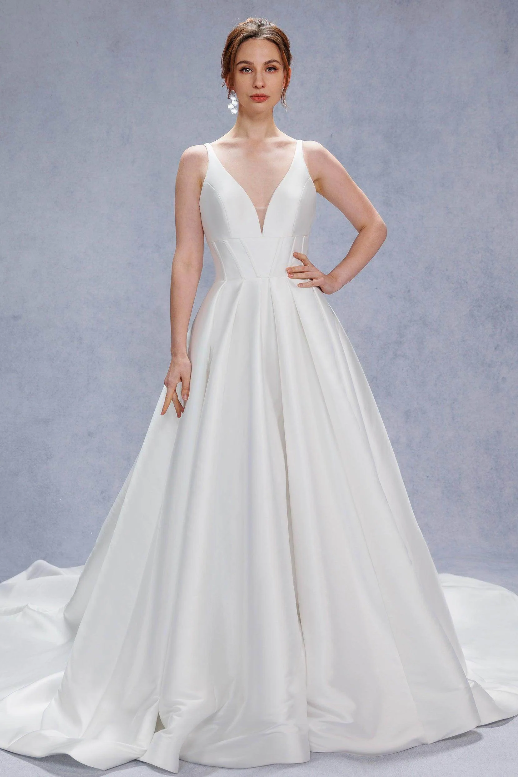 A-Line Court Train Mikado Wedding Dress CW3534