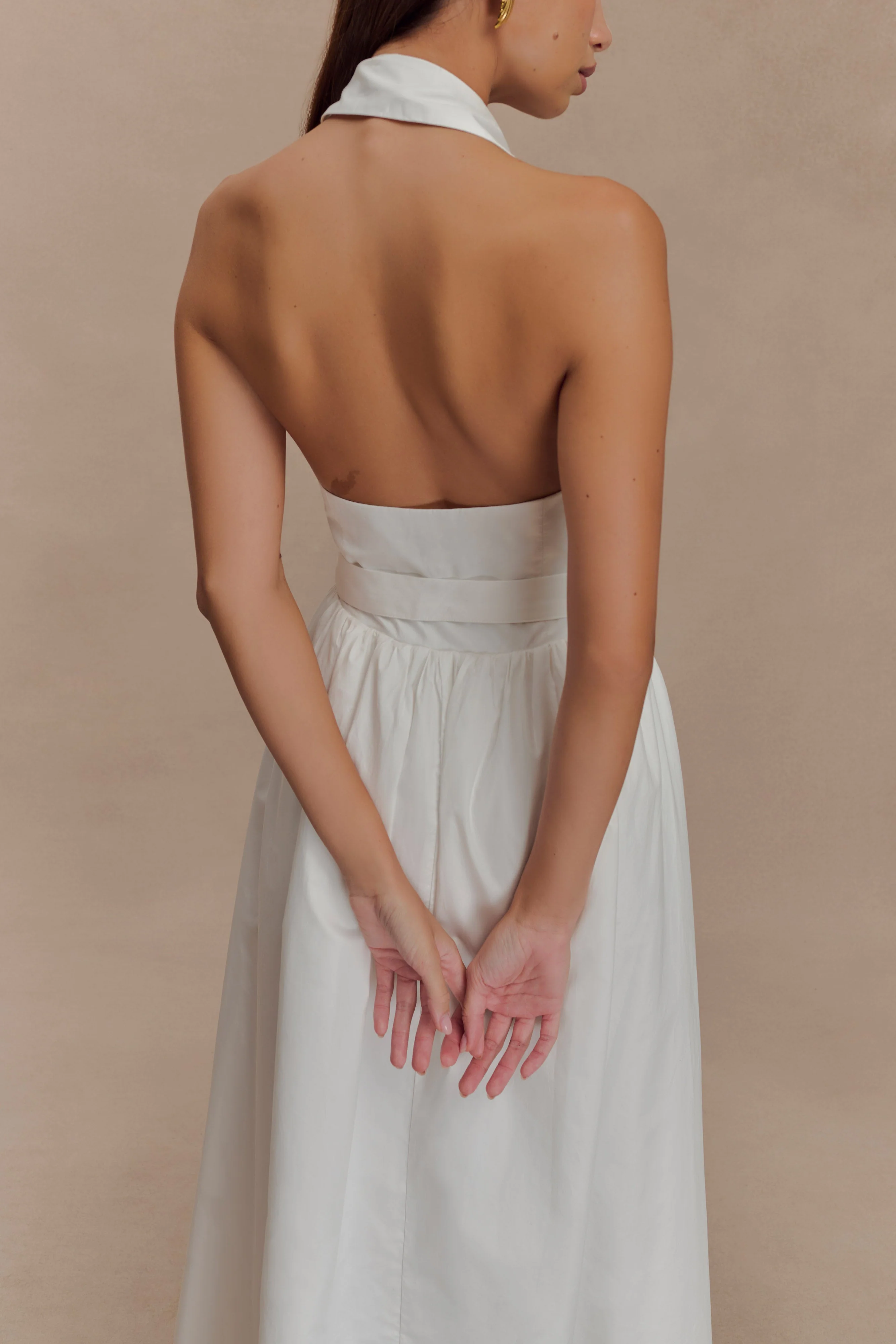 Cindy Collared Midi Dress - White
