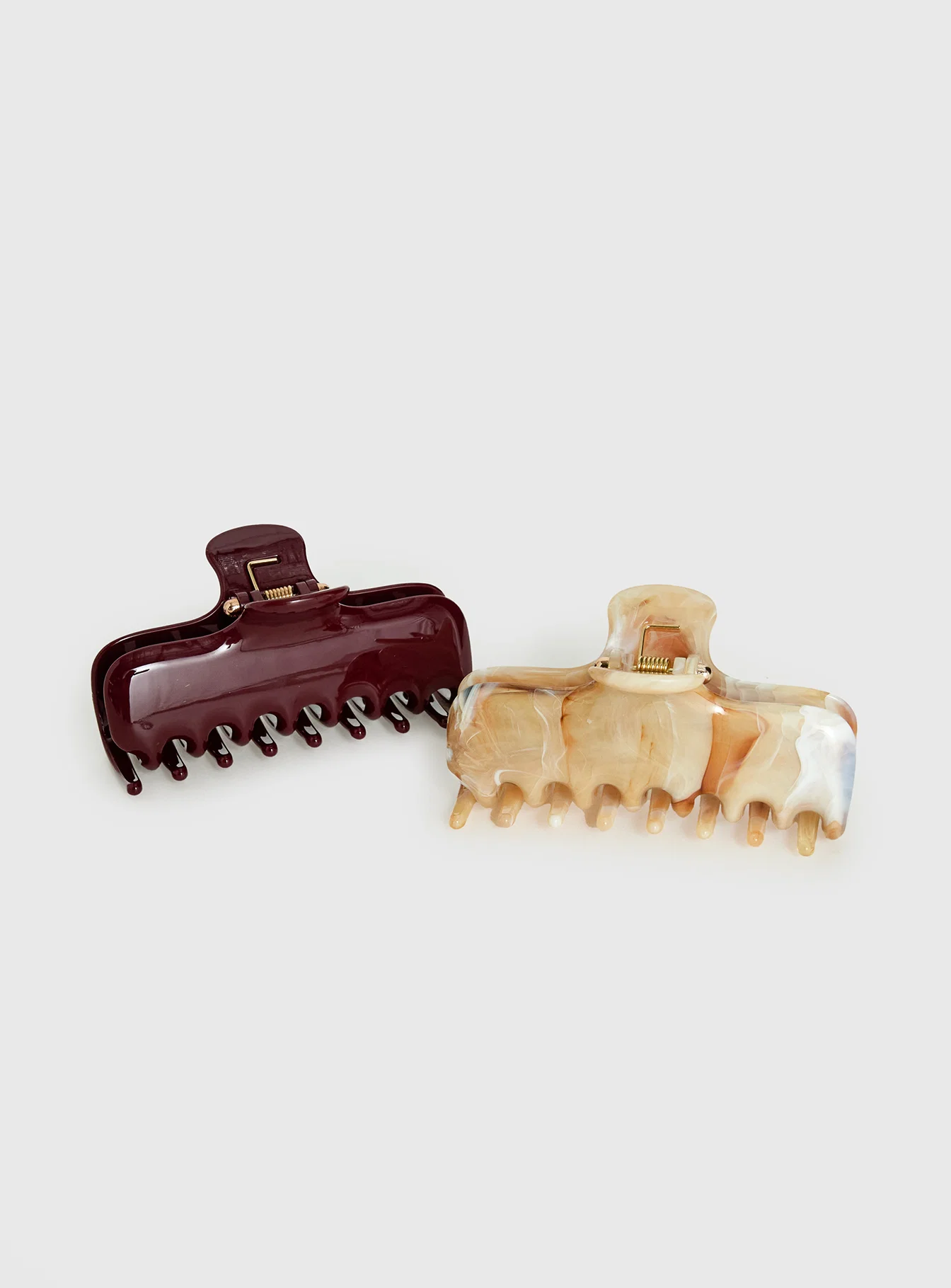 Rhen Claw Clip Pack Burgundy / Cream - FASHION NOB