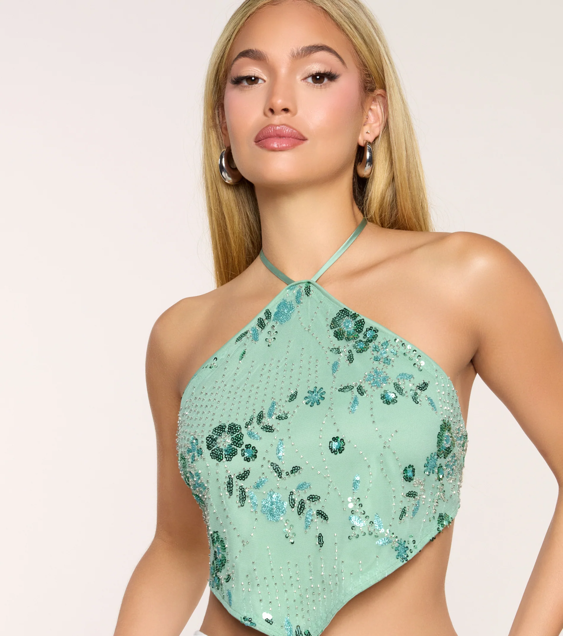 Too Pretty Tie-Back Sequin Halter Top