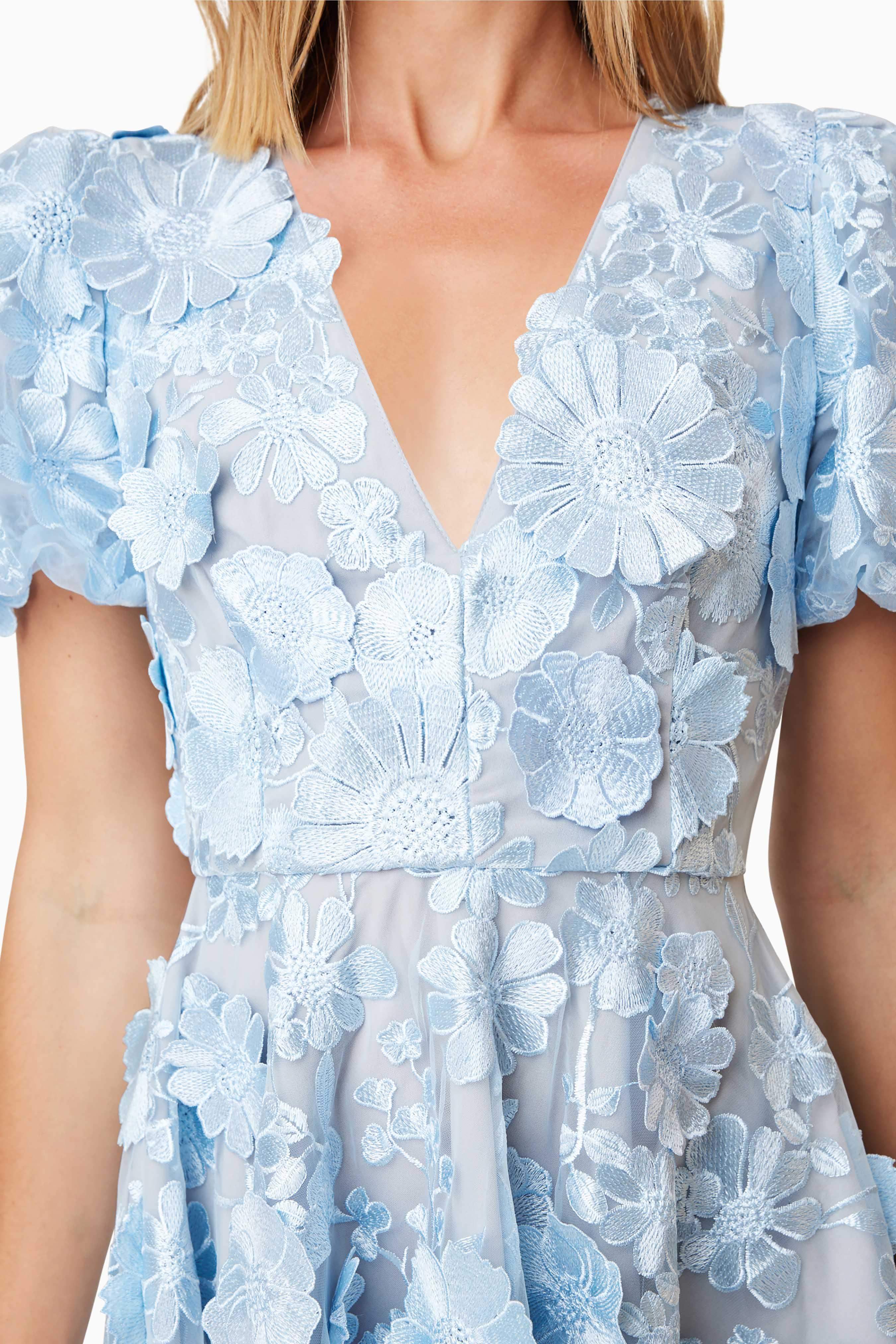 Selene Floral Mini Dress In Blue