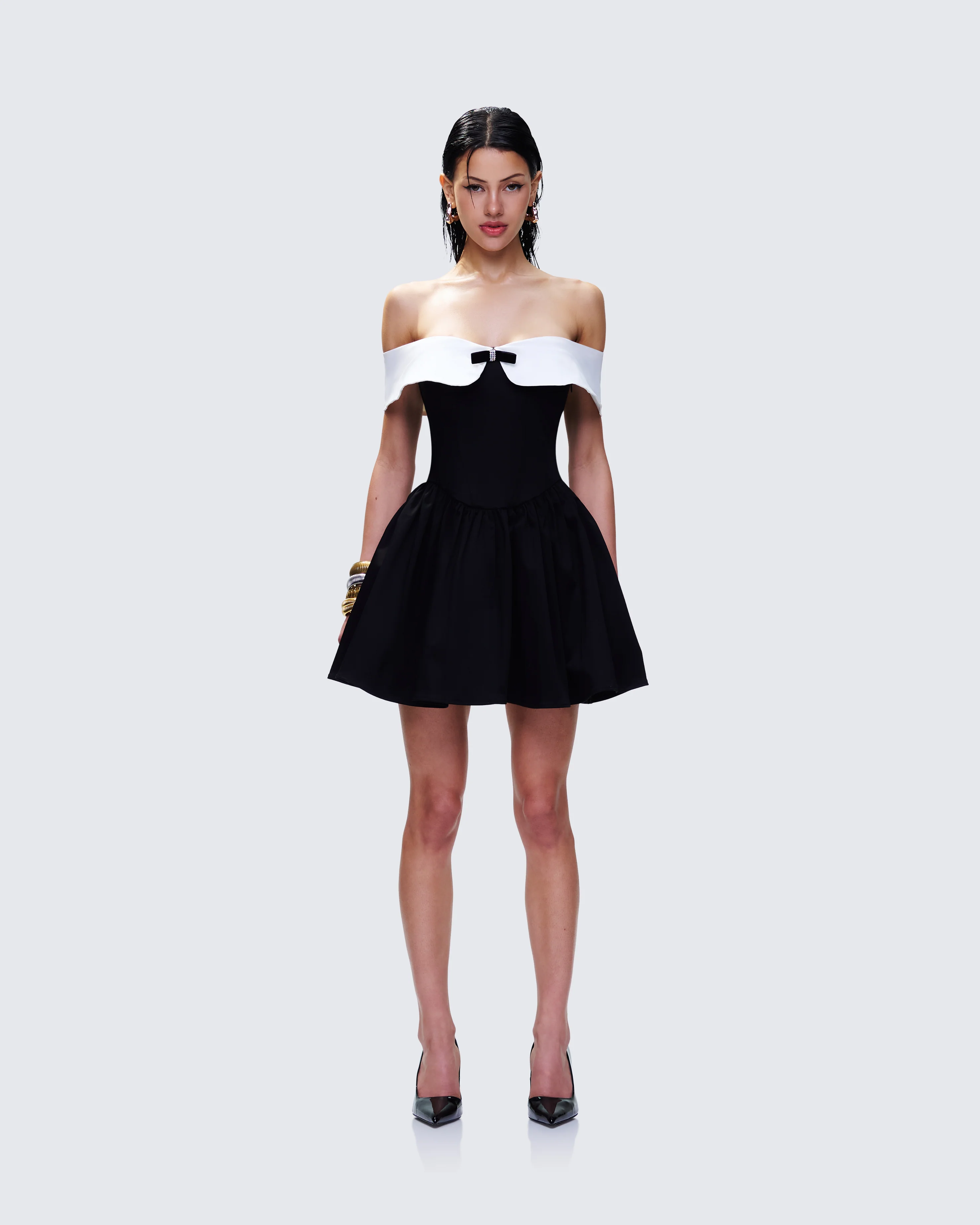 Vale Black Off Shoulder Mini Dress