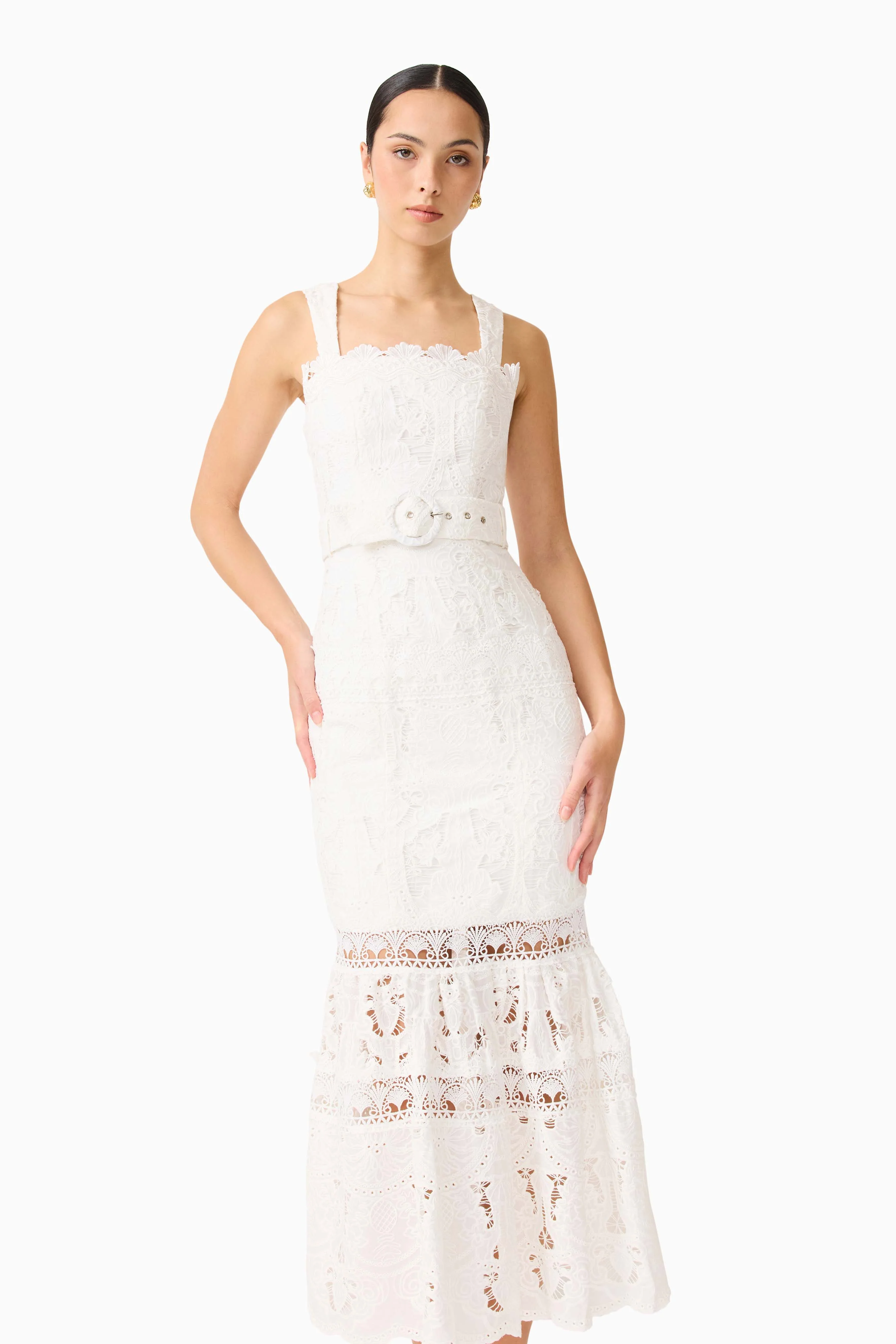 Giovanna Fit & Flare Maxi Dress in White