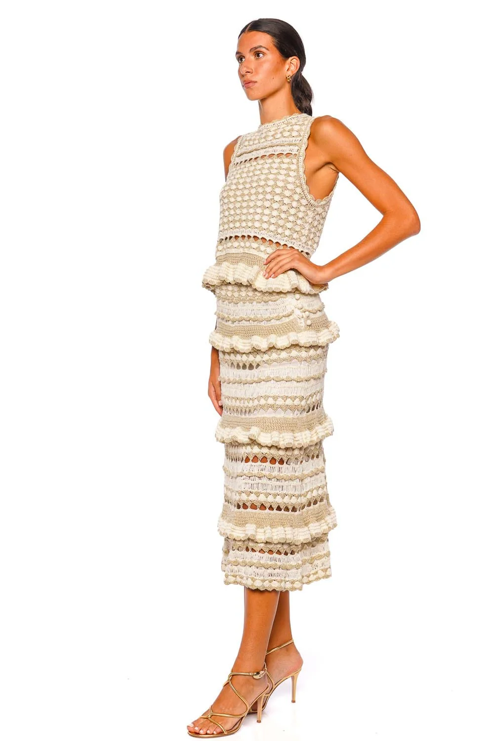 ZIMMERMANN Wanderlust Metallic Crochet Frill Tank