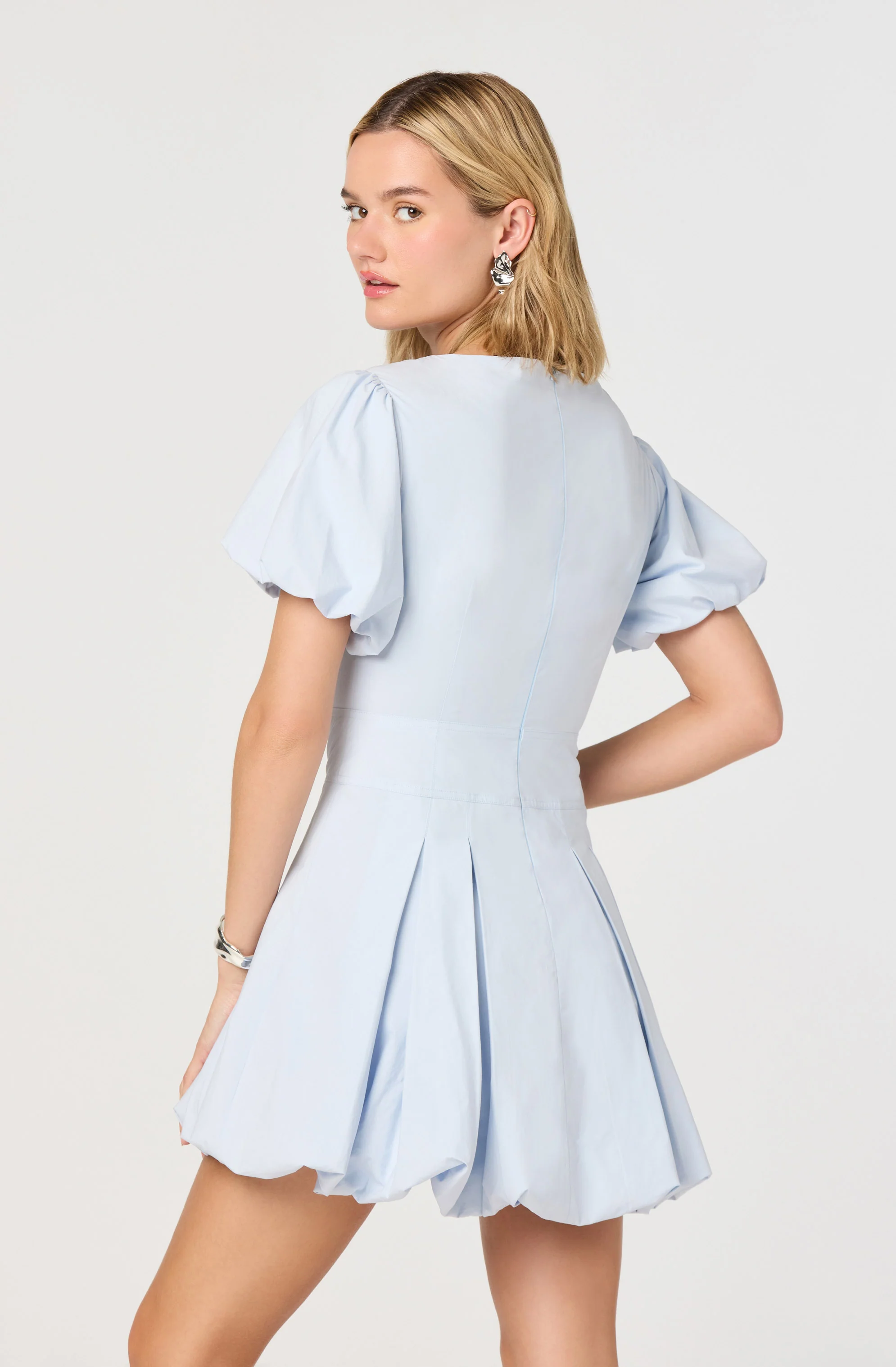 Kattie Puff Sleeve Bubble Mini Dress - luluinthesky