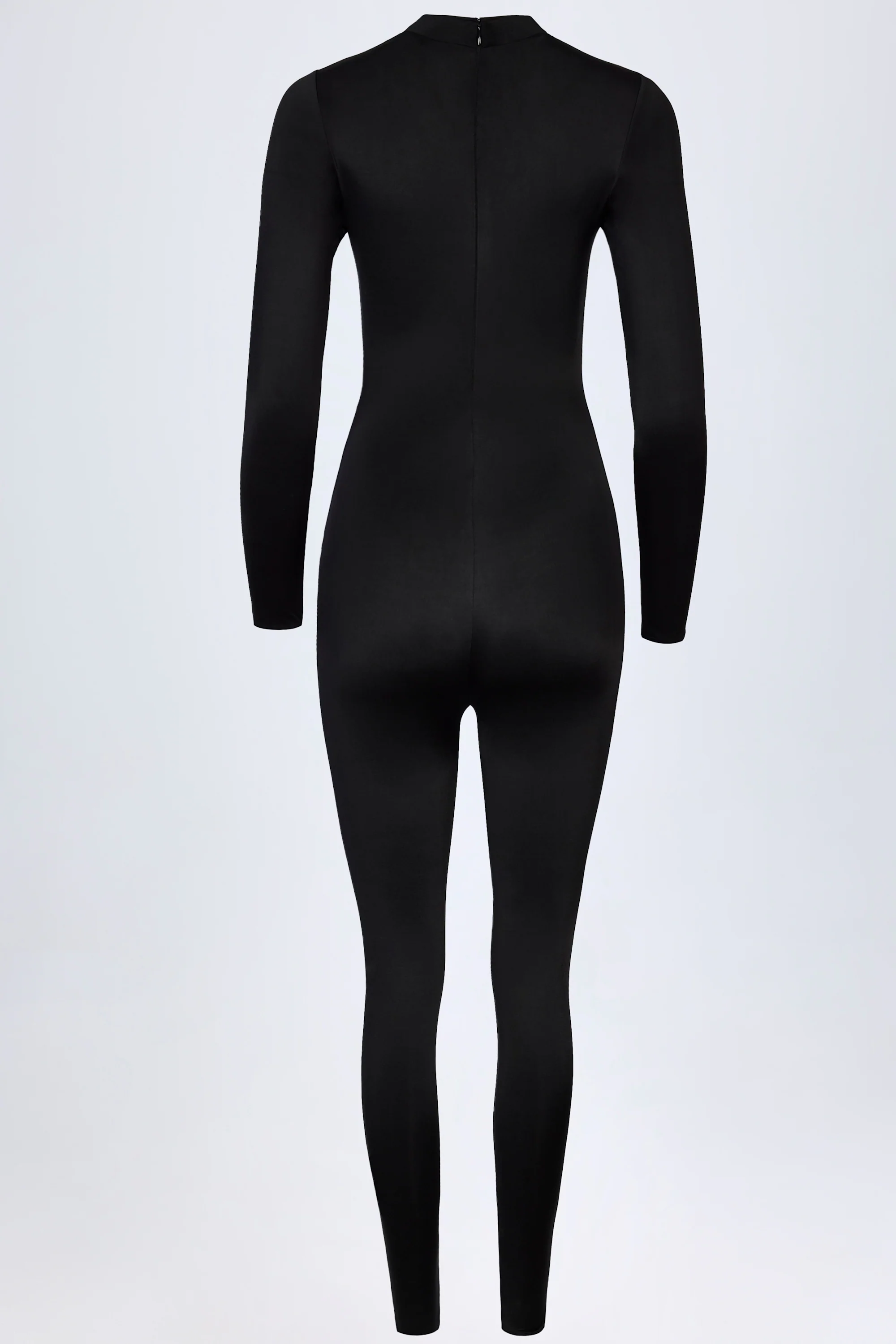 High Neck Long Sleeve Jumpsuit in Black