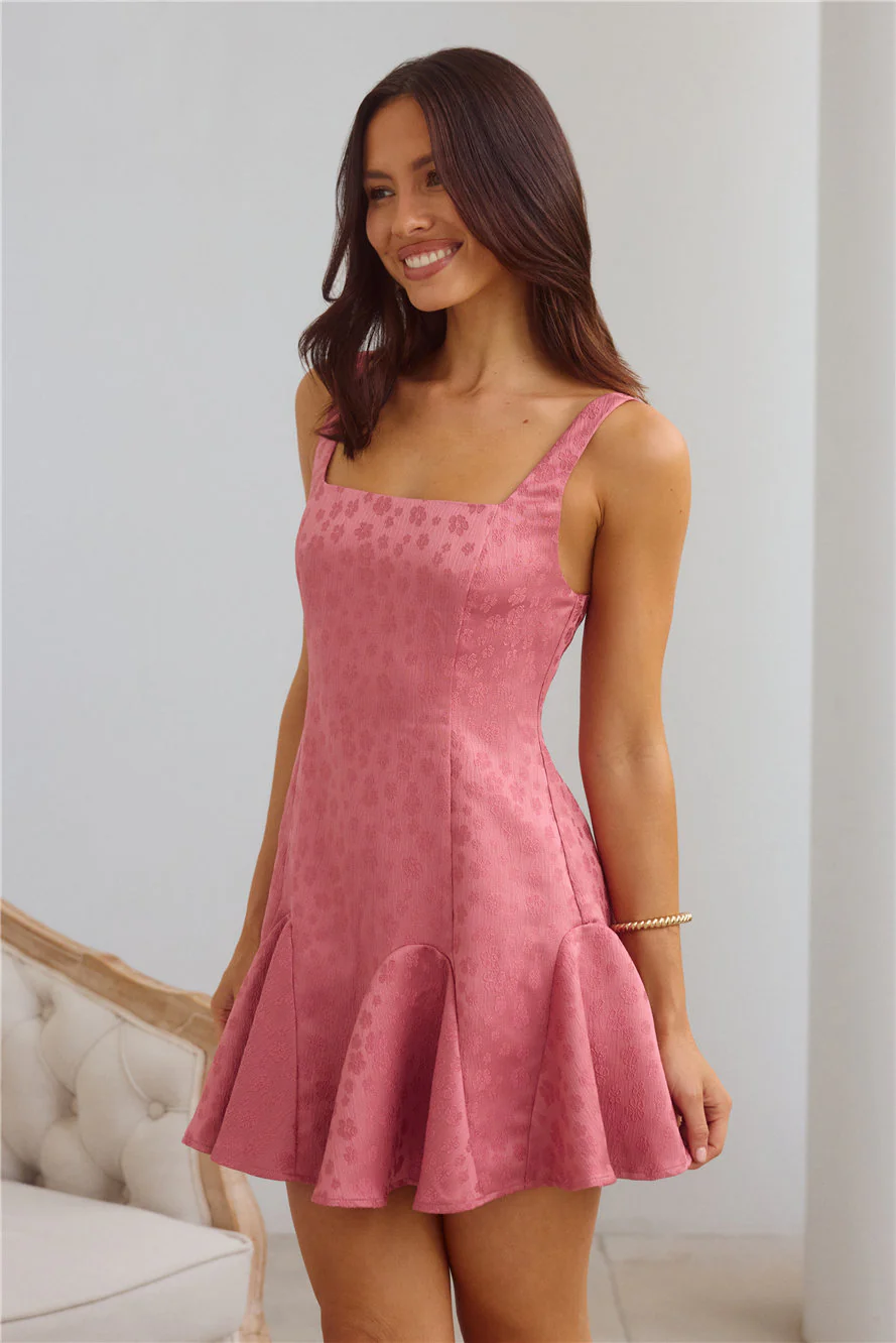 Diamond Soirée Mini Dress Rose