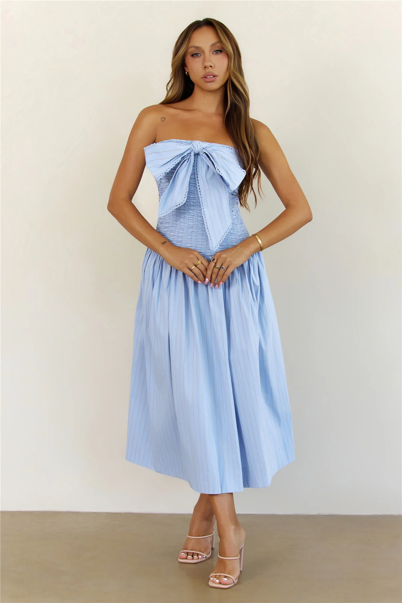 Poolside Whispers Halter Midi Dress Blue
