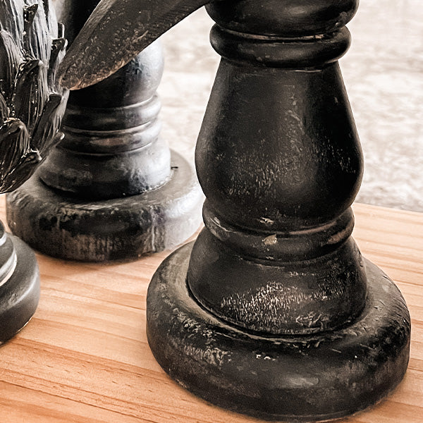 LARGE Wooden Raven Statues, Set of Two