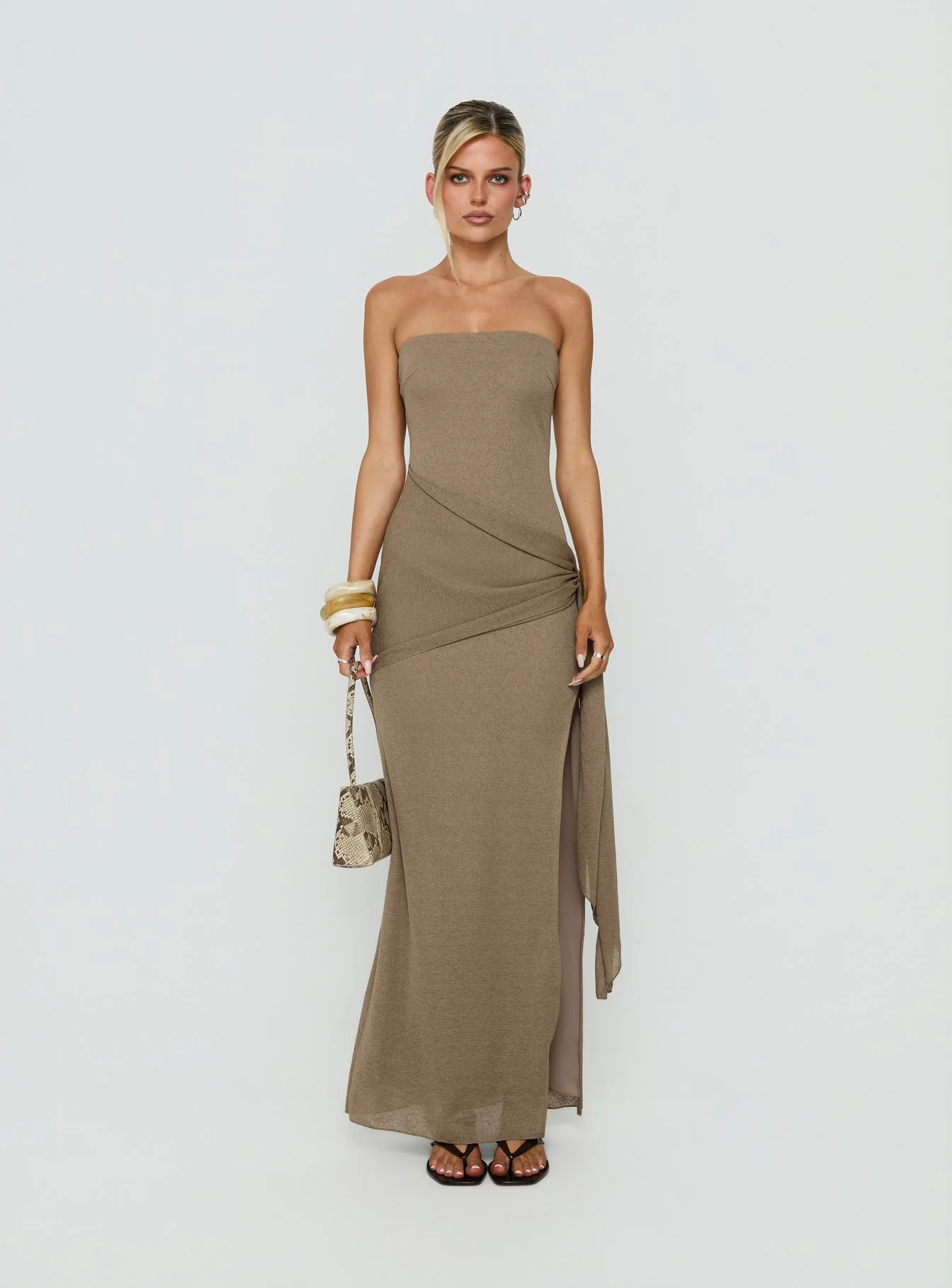 Analeah Strapless Maxi Dress Brown