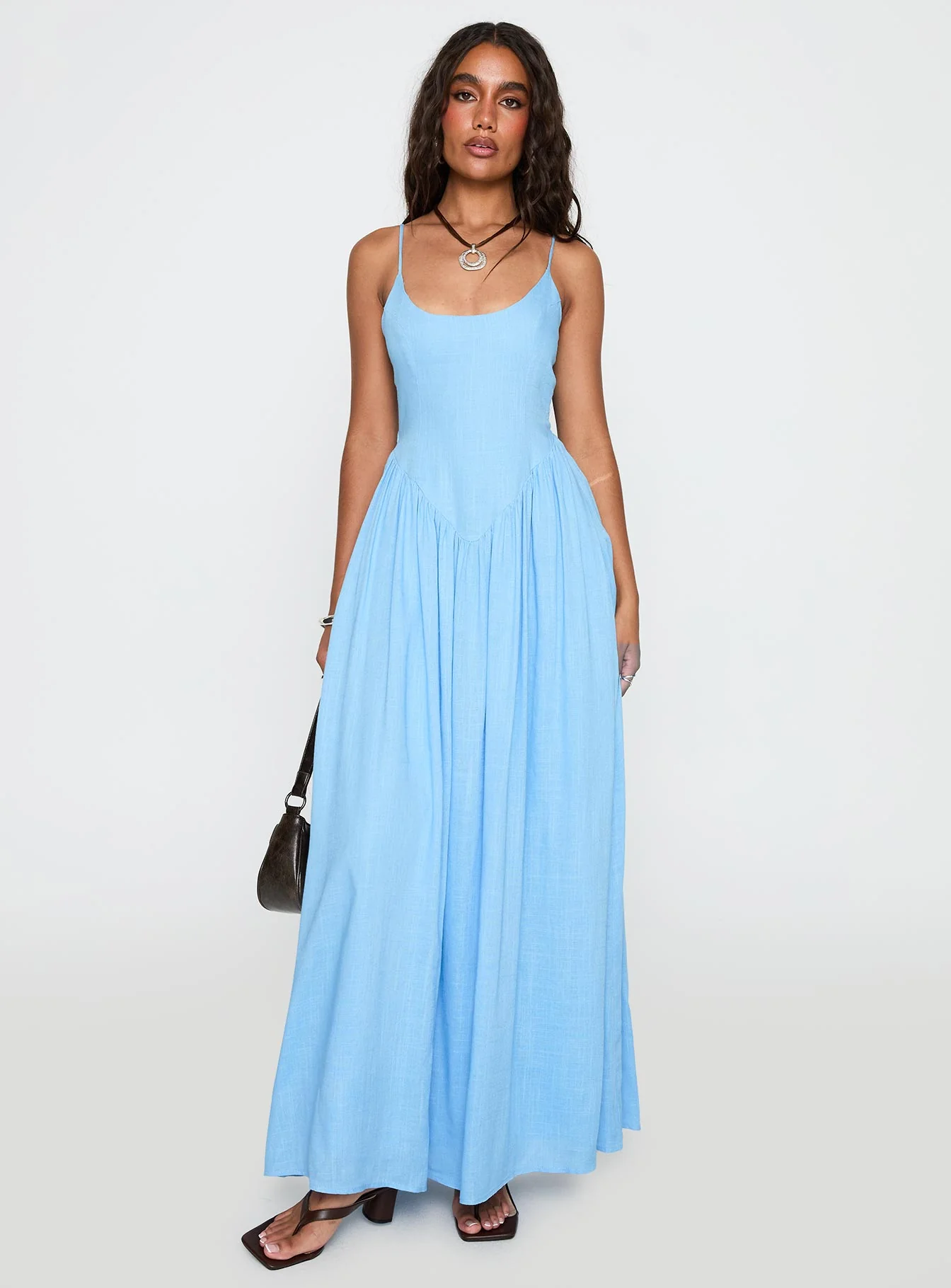 Palisades Tie Up Maxi Dress Blue