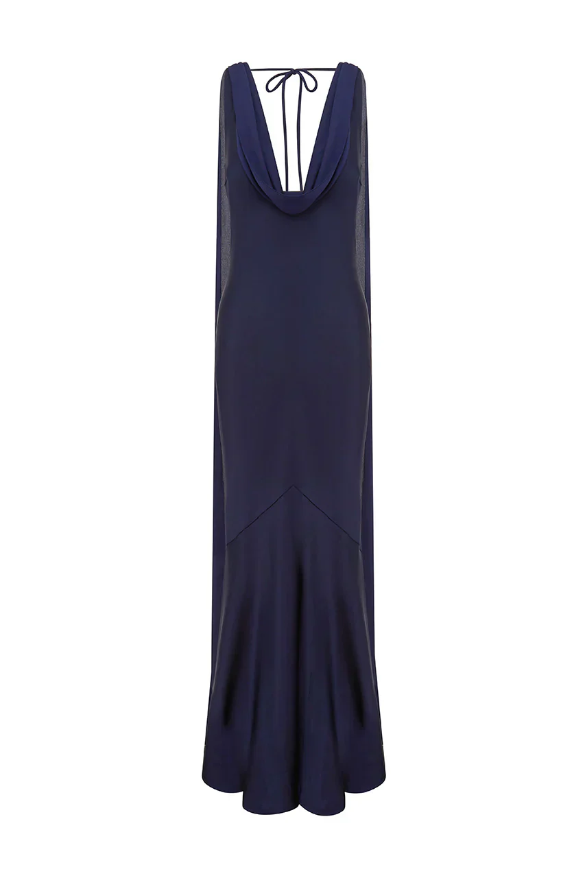 GABRIELLA COWL MAXI DRESS - NAVY