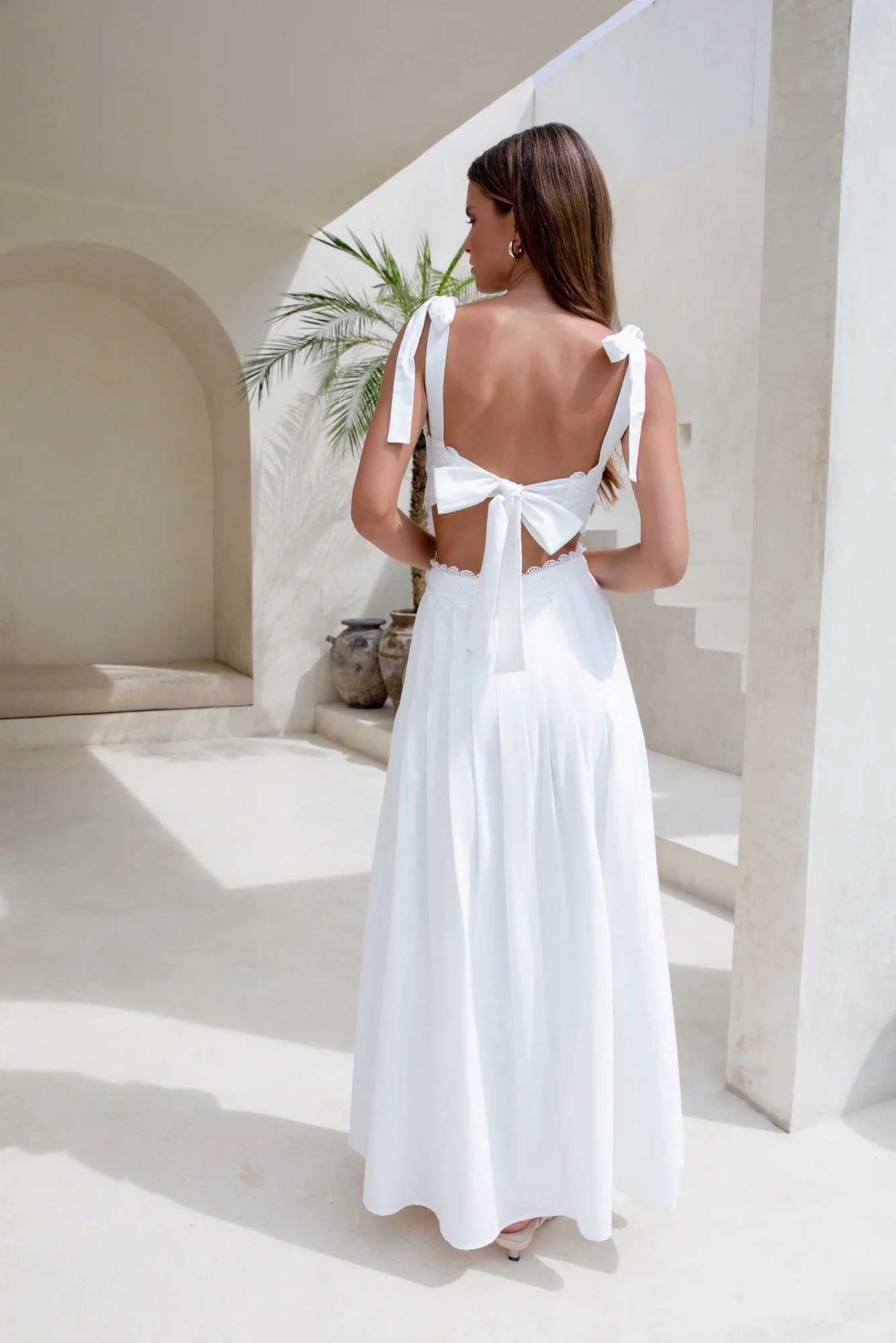 Laced In Time Maxi Dress White