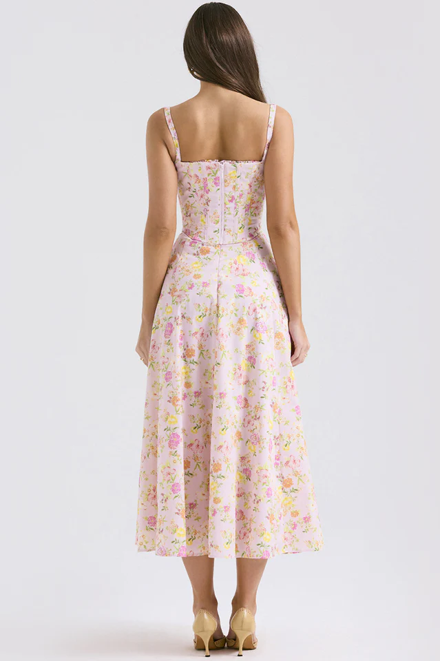Clarabelle Pink Meadow Print Cotton Sundress