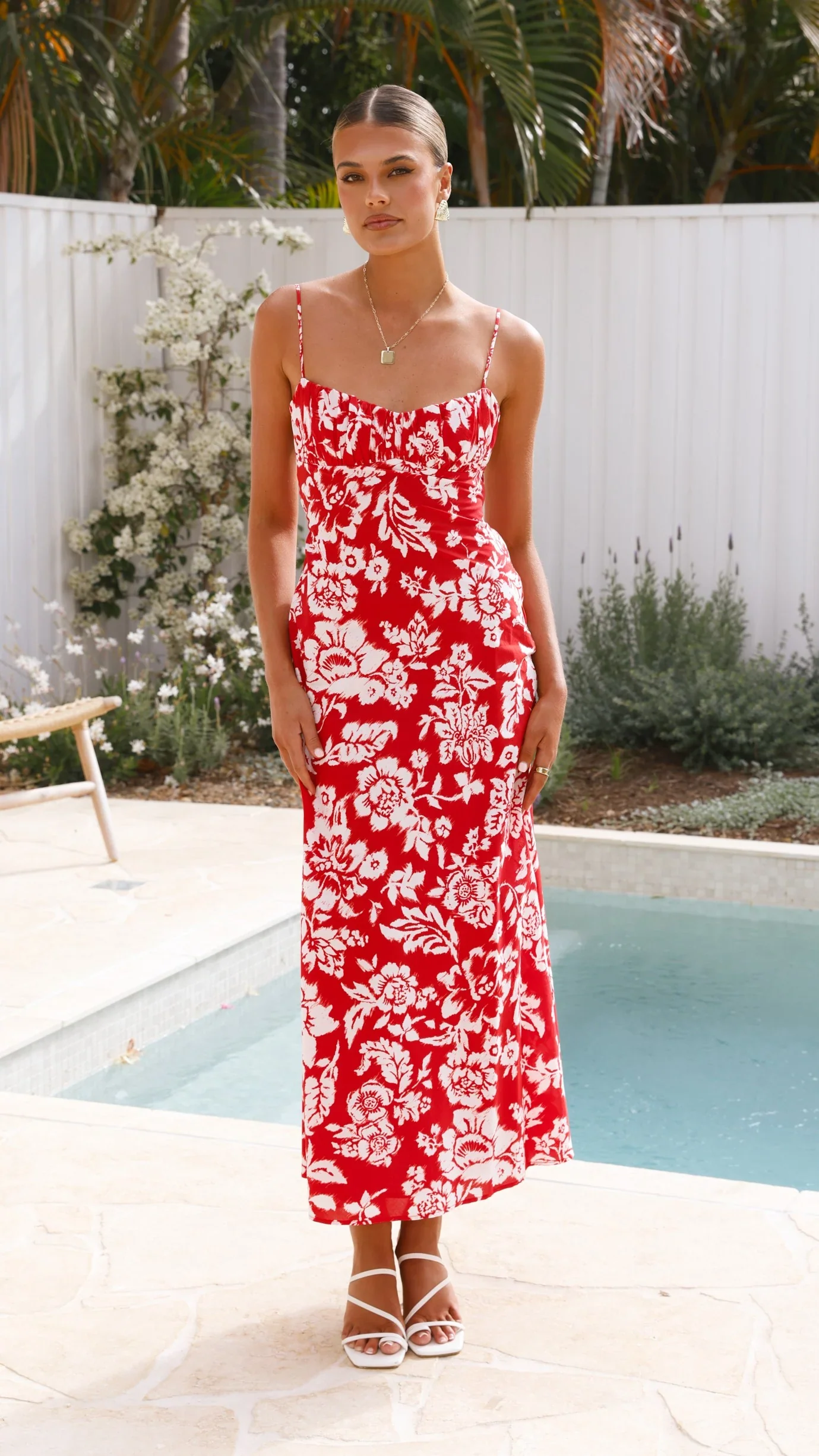 Margie Midi Dress - Red Floral