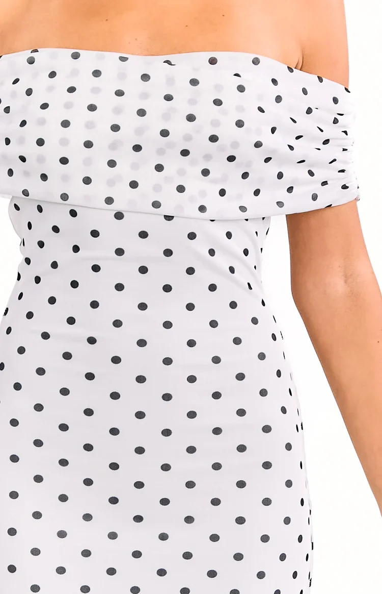 Cole White Polka Mesh Maxi Dress