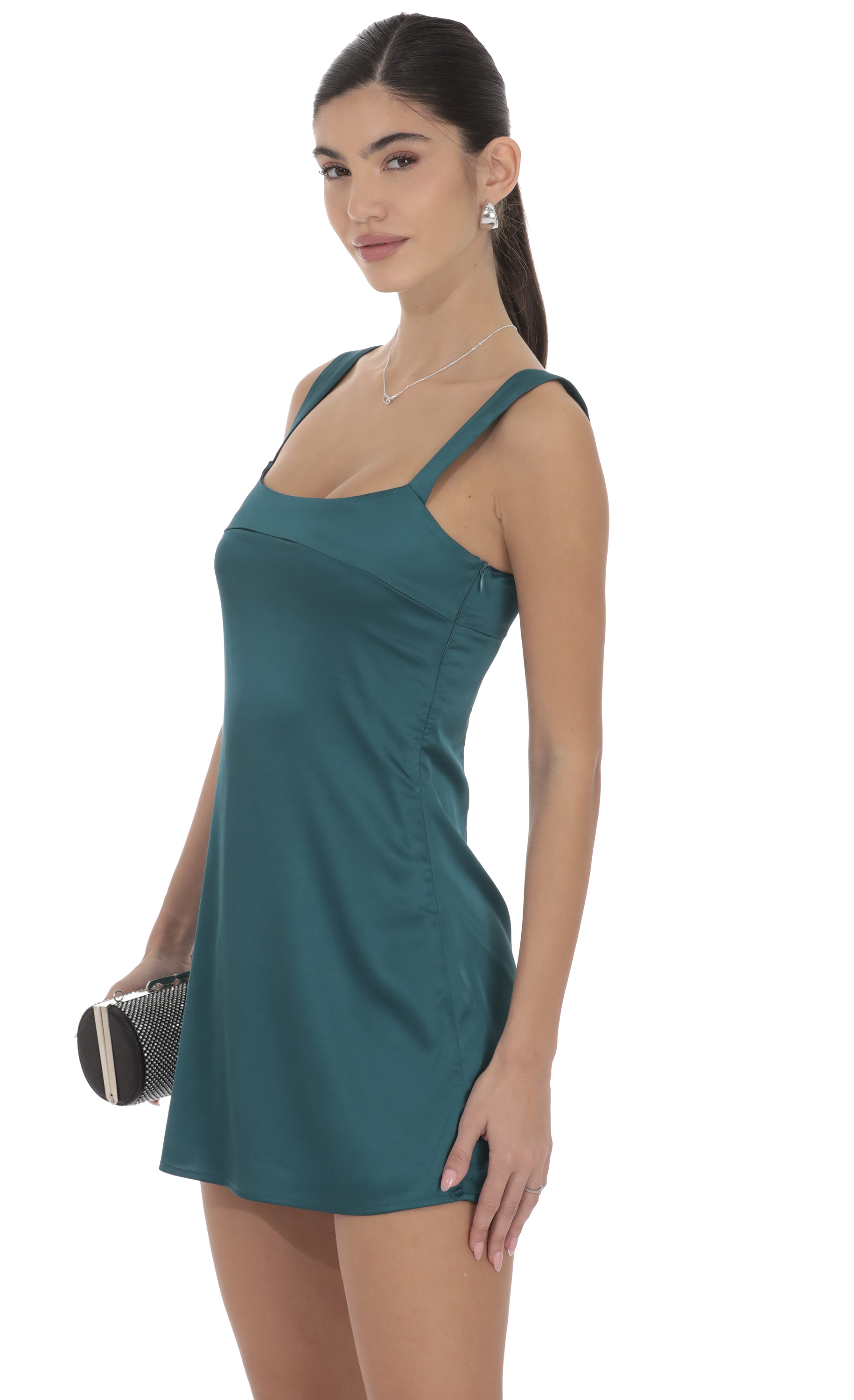 Satin Shift Dress in Teal - luluinthesky