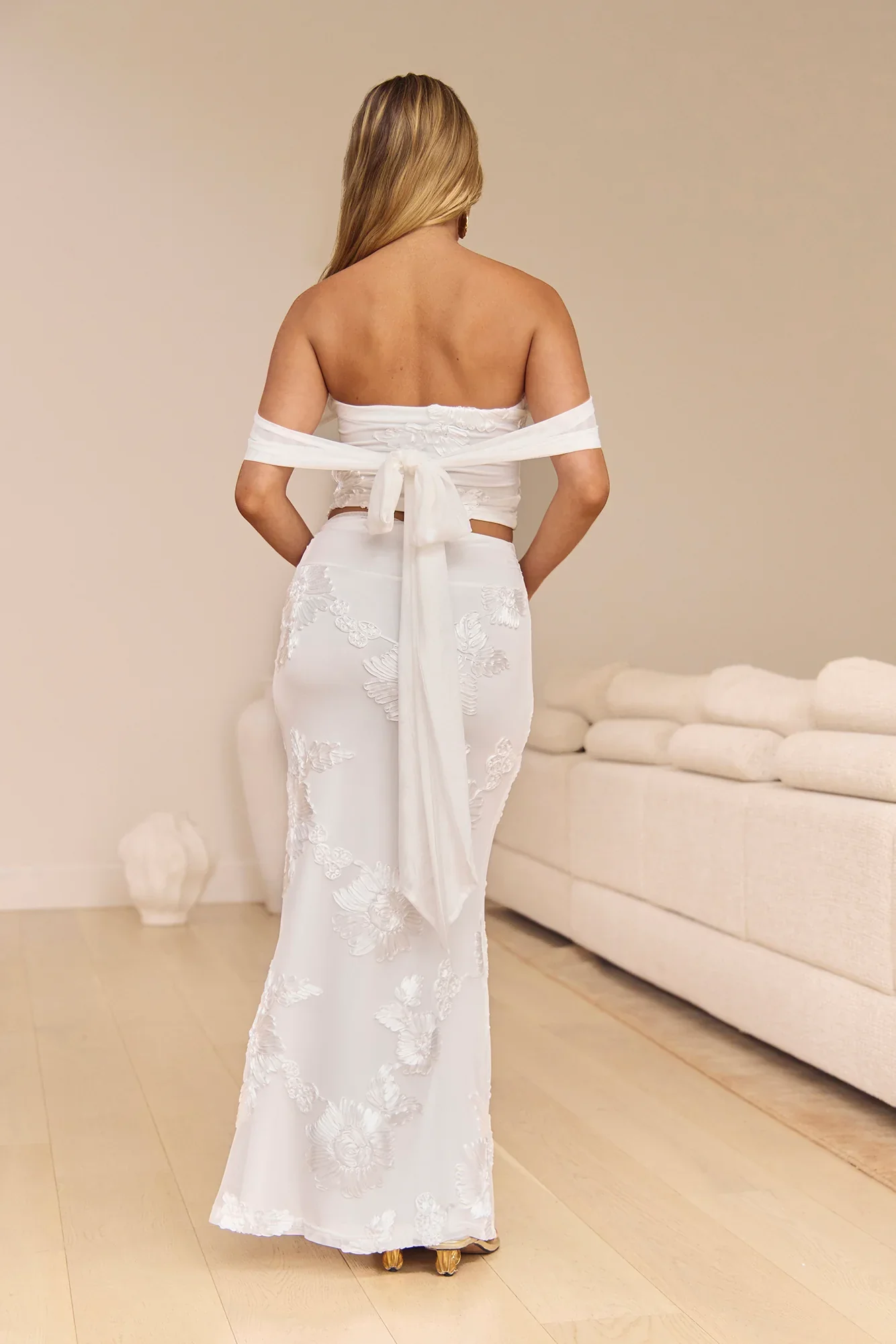 Salty Skies Mesh Maxi Skirt White