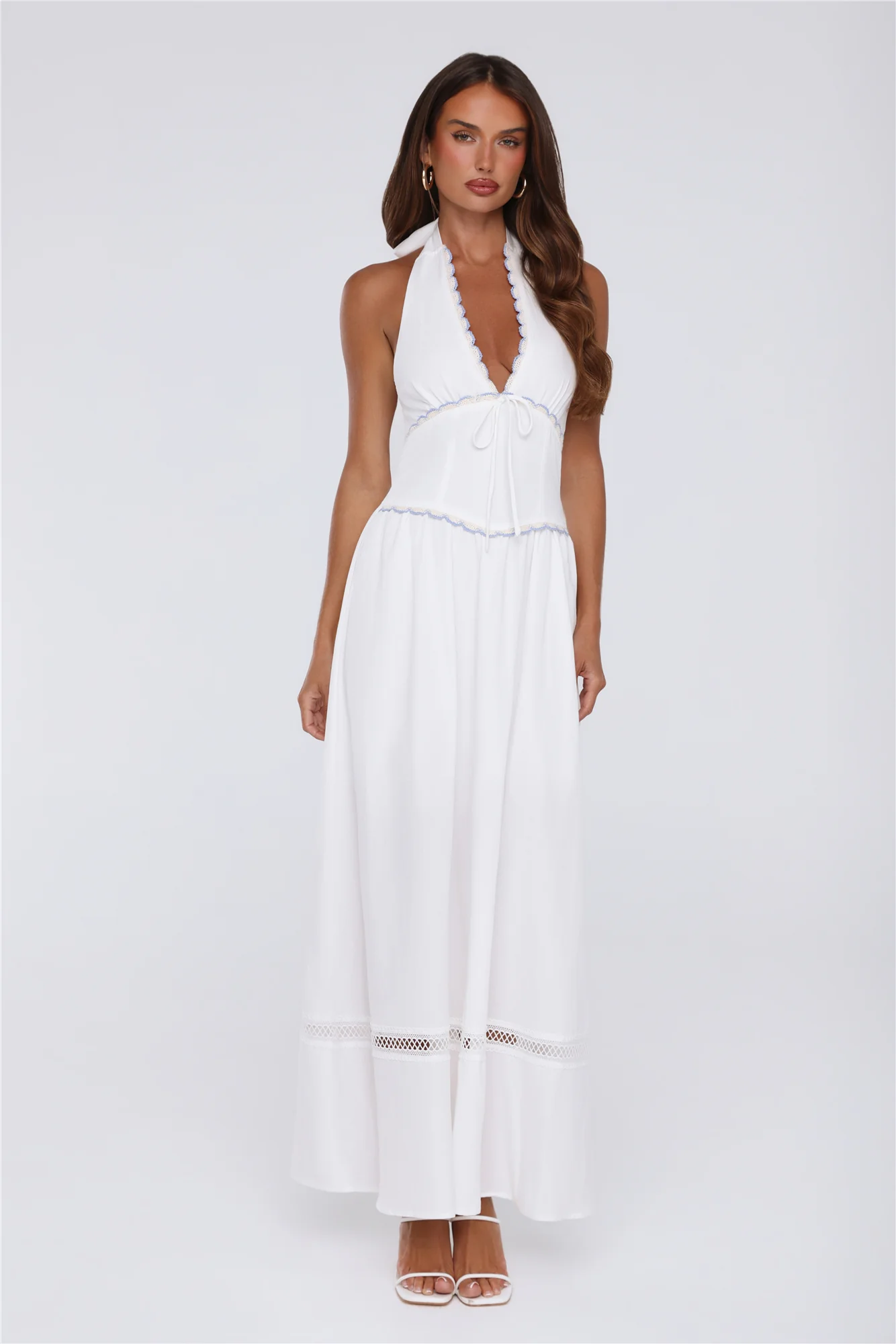 Pastel Promises Halter Maxi Dress White - luluinthesky