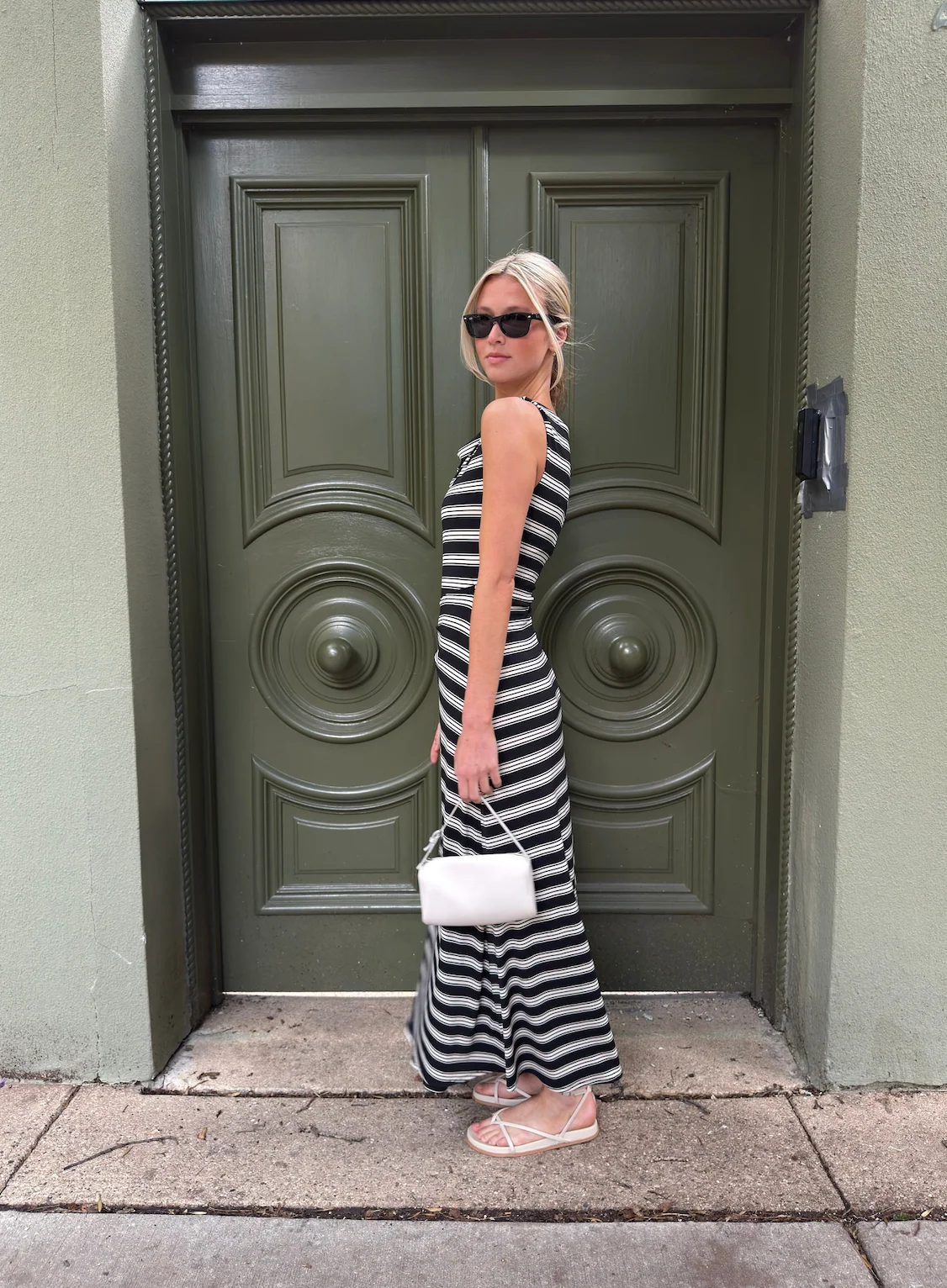 The Jayne Dress - Black/Ivory Stripe