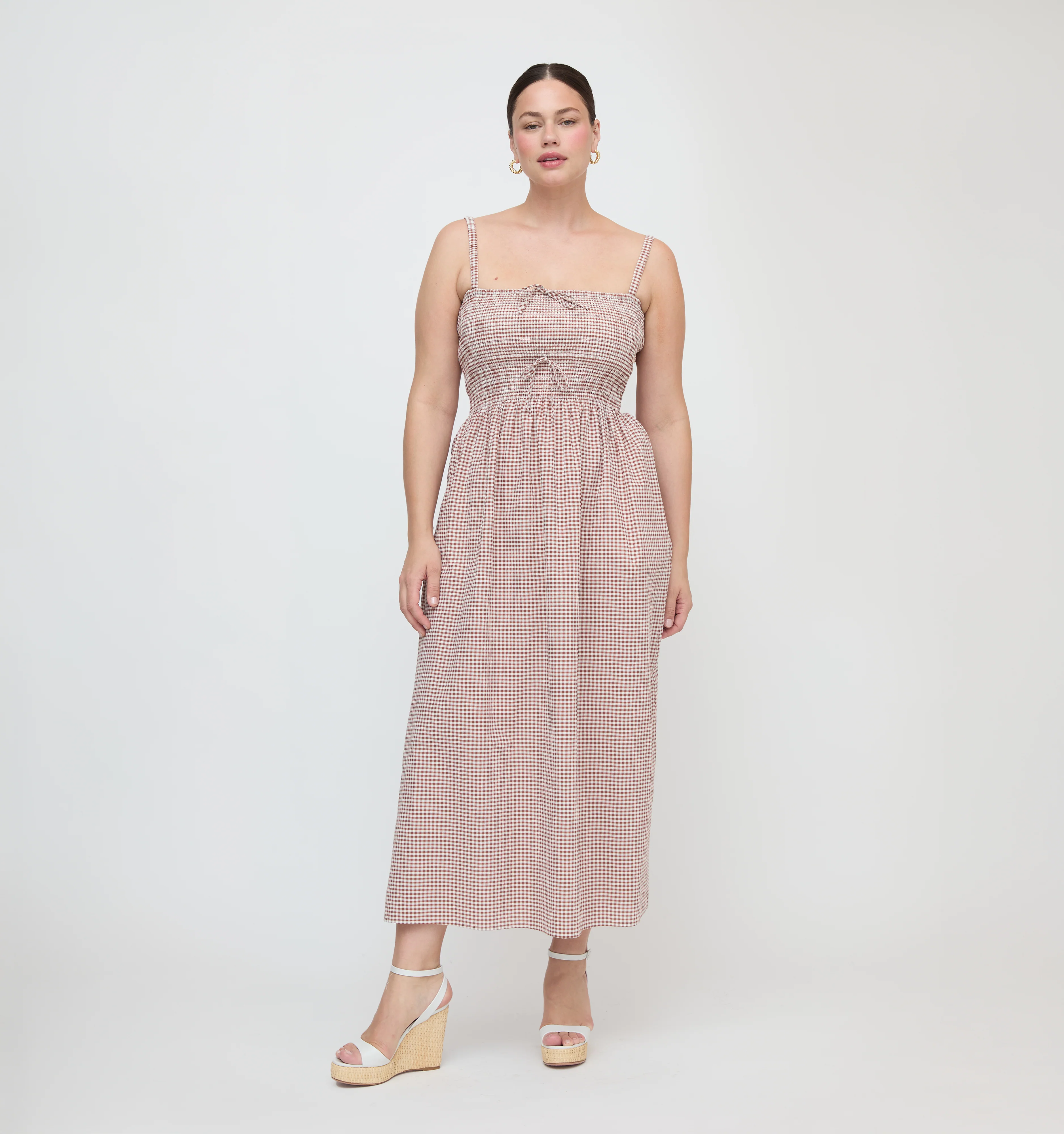 The Larissa Nap Dress - Cognac Gingham