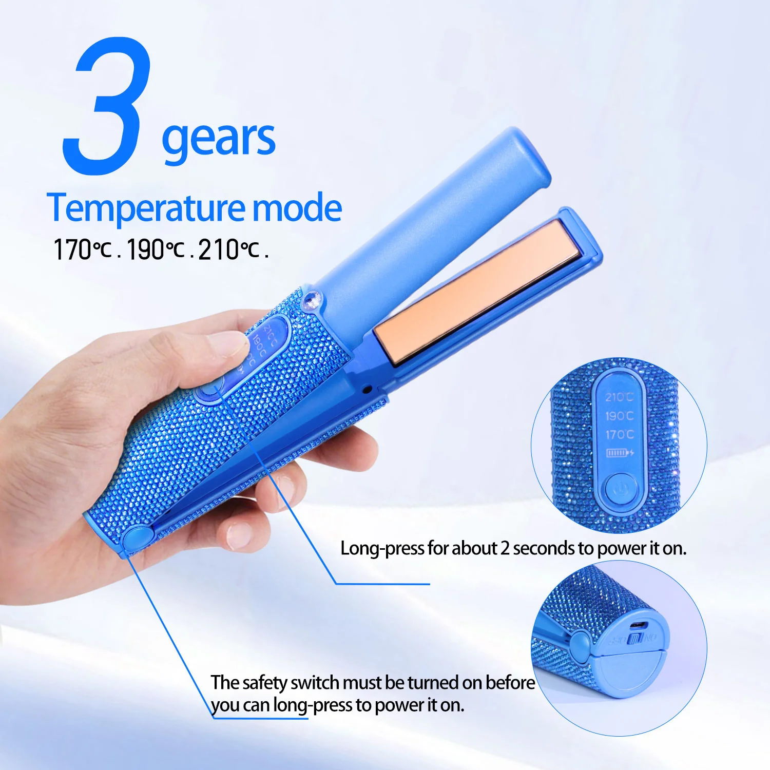 Wireless Cordless Hair Straightener 5000mAh Portable Flat Iron