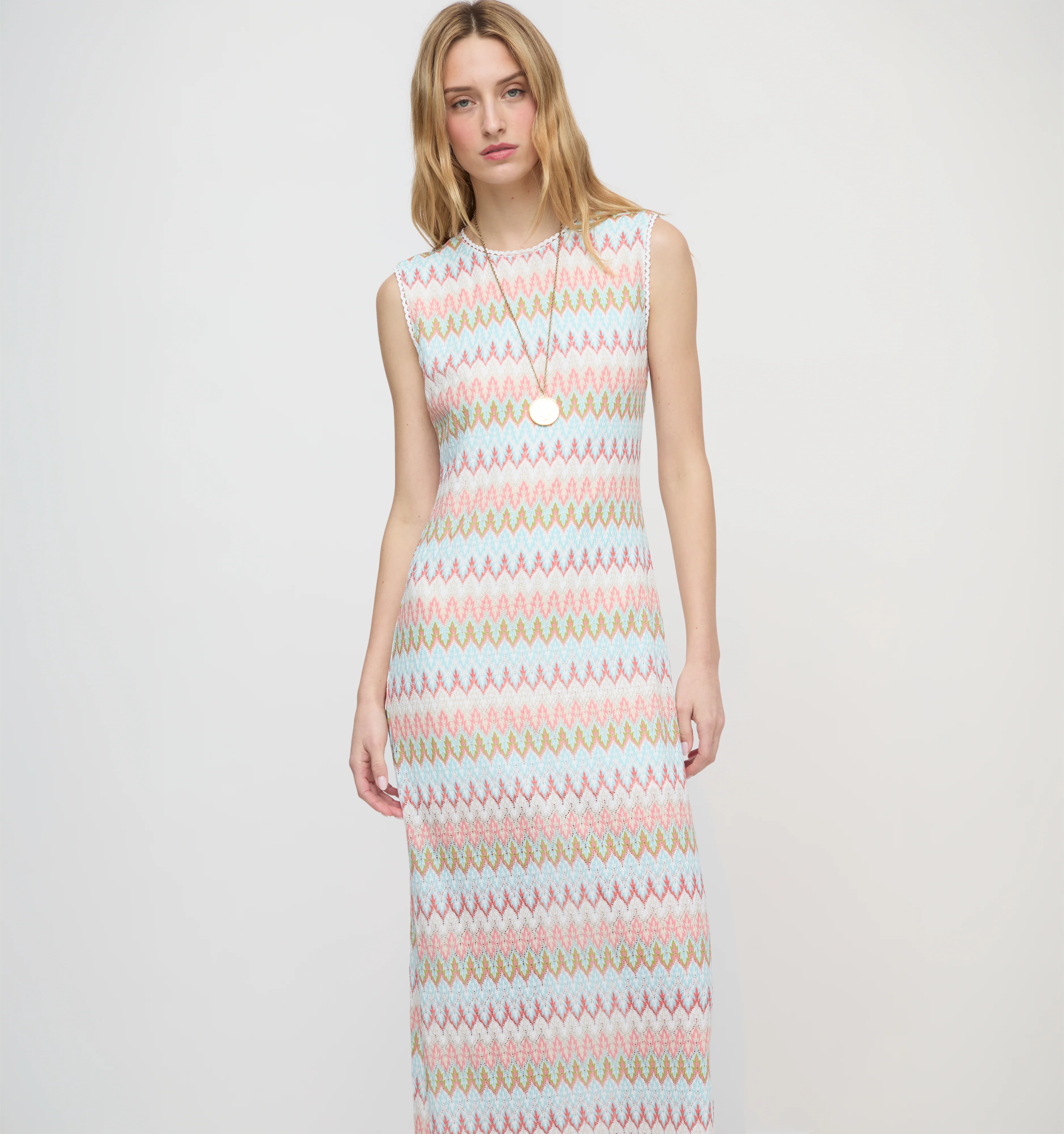 The Taytum Dress - White Multi Smooth Shimmer Knit