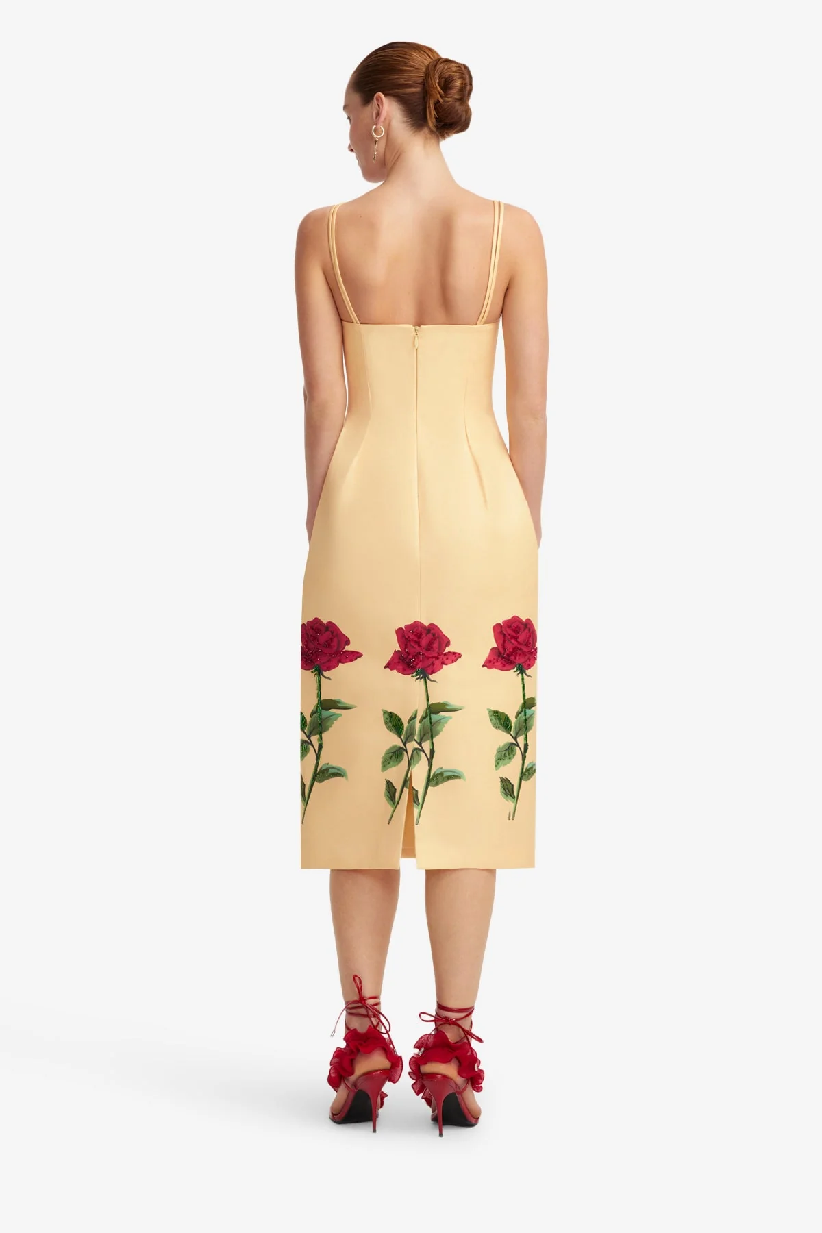 Polina Embellished Rose Midi Dress - Butter